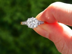 Antique and Contemporary 1.54 Carat Diamond and 18k Yellow Gold Solitaire Ring
