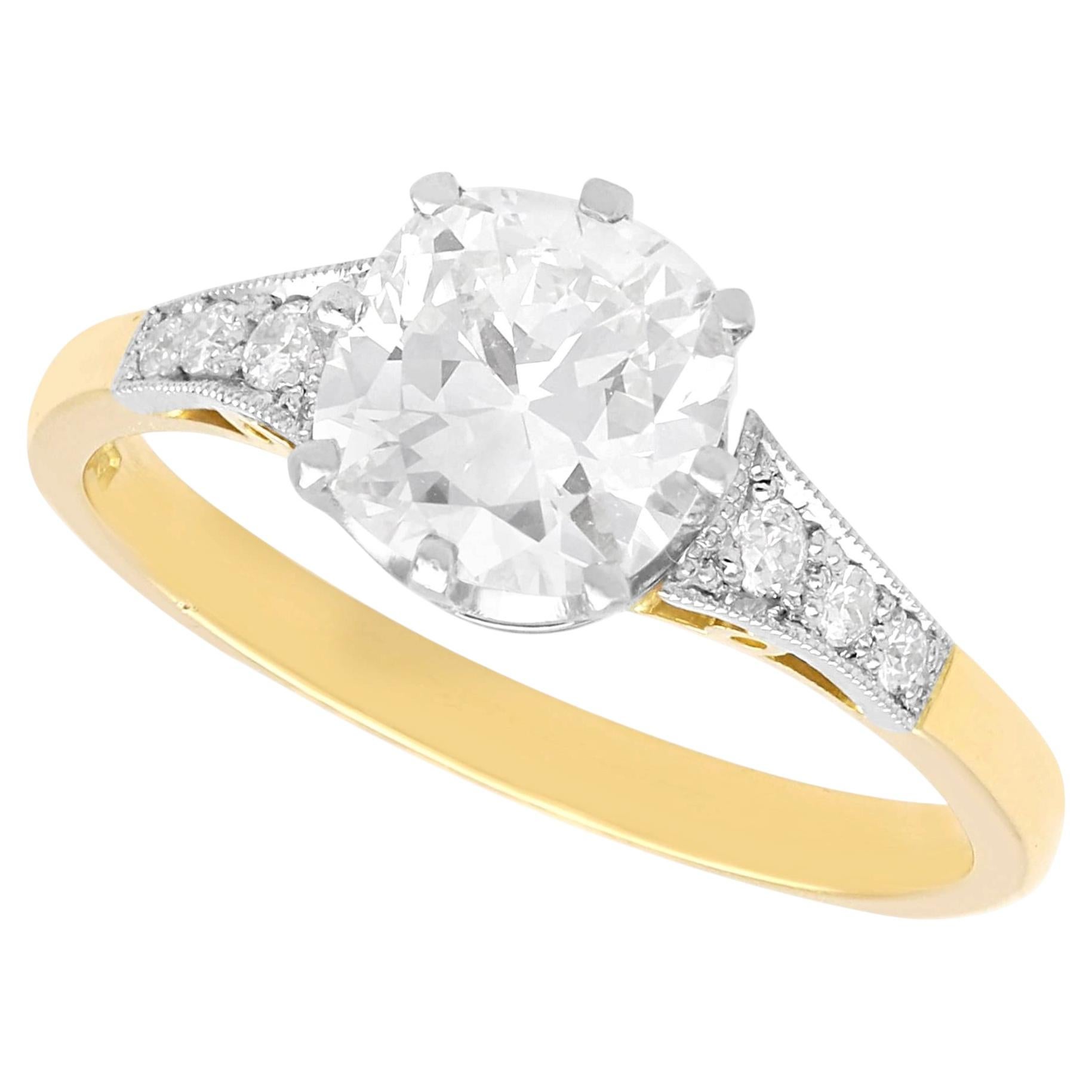 Antiker und zeitgenössischer 1,54 Karat Diamant und 18k Gelbgold Solitär Ring