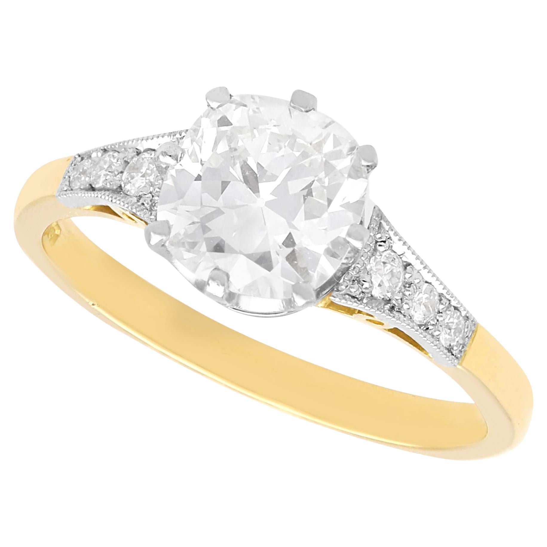 Antique and Contemporary 1.54 Carat Diamond and Yellow Gold Solitaire Ring For Sale