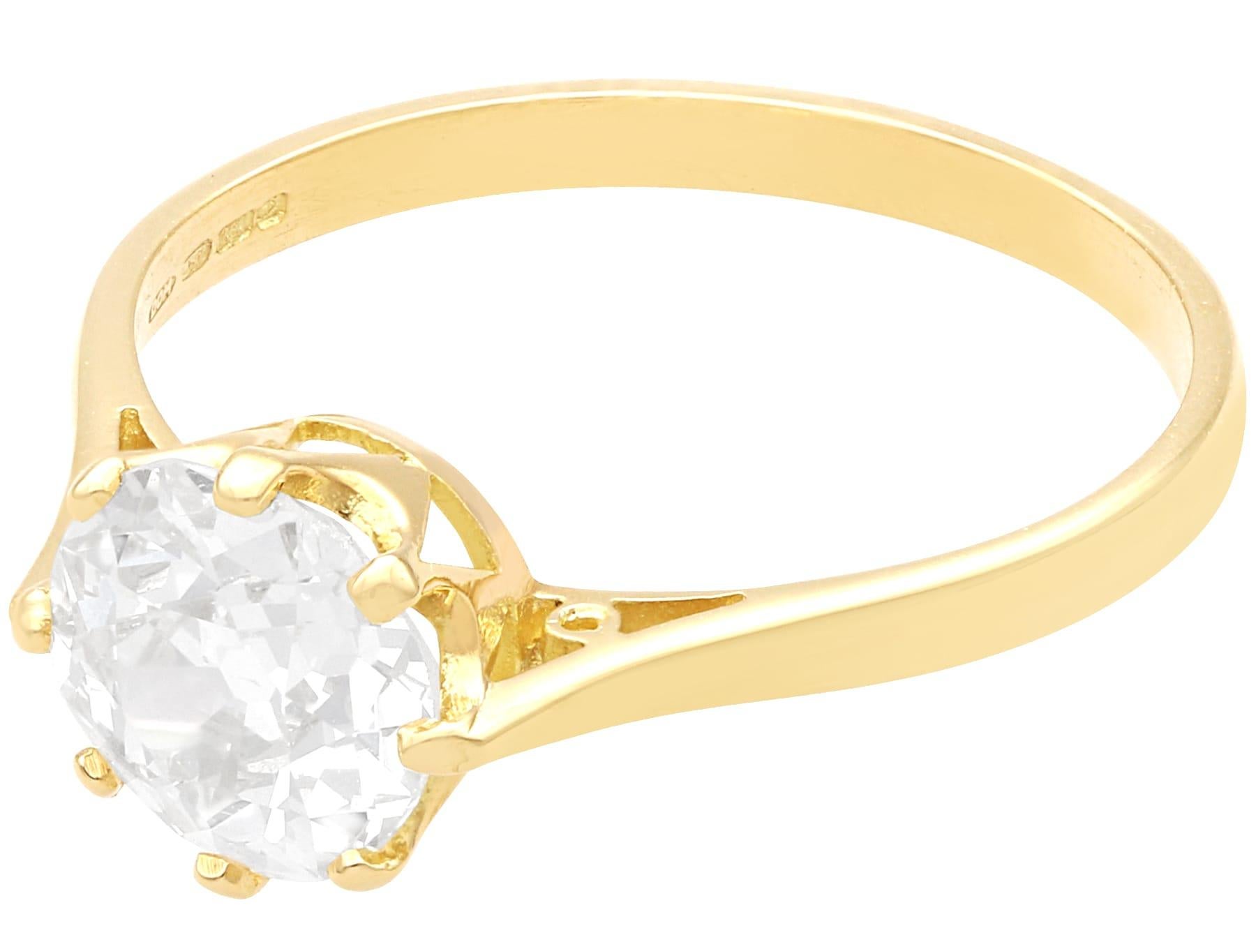 Anillo de compromiso antiguo y contemporáneo de oro amarillo de 18 quilates con 1,70 quilates de diamantes Corte europeo antiguo en venta