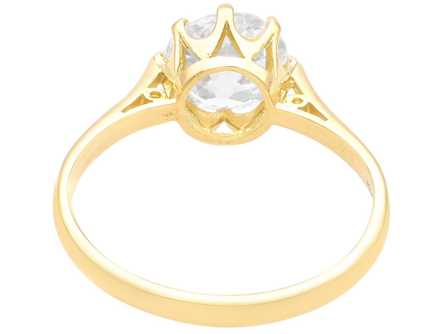 Anillo de compromiso antiguo y contemporáneo de oro amarillo de 18 quilates con 1,70 quilates de diamantes en Excelente estado para la venta en Jesmond, Newcastle Upon Tyne