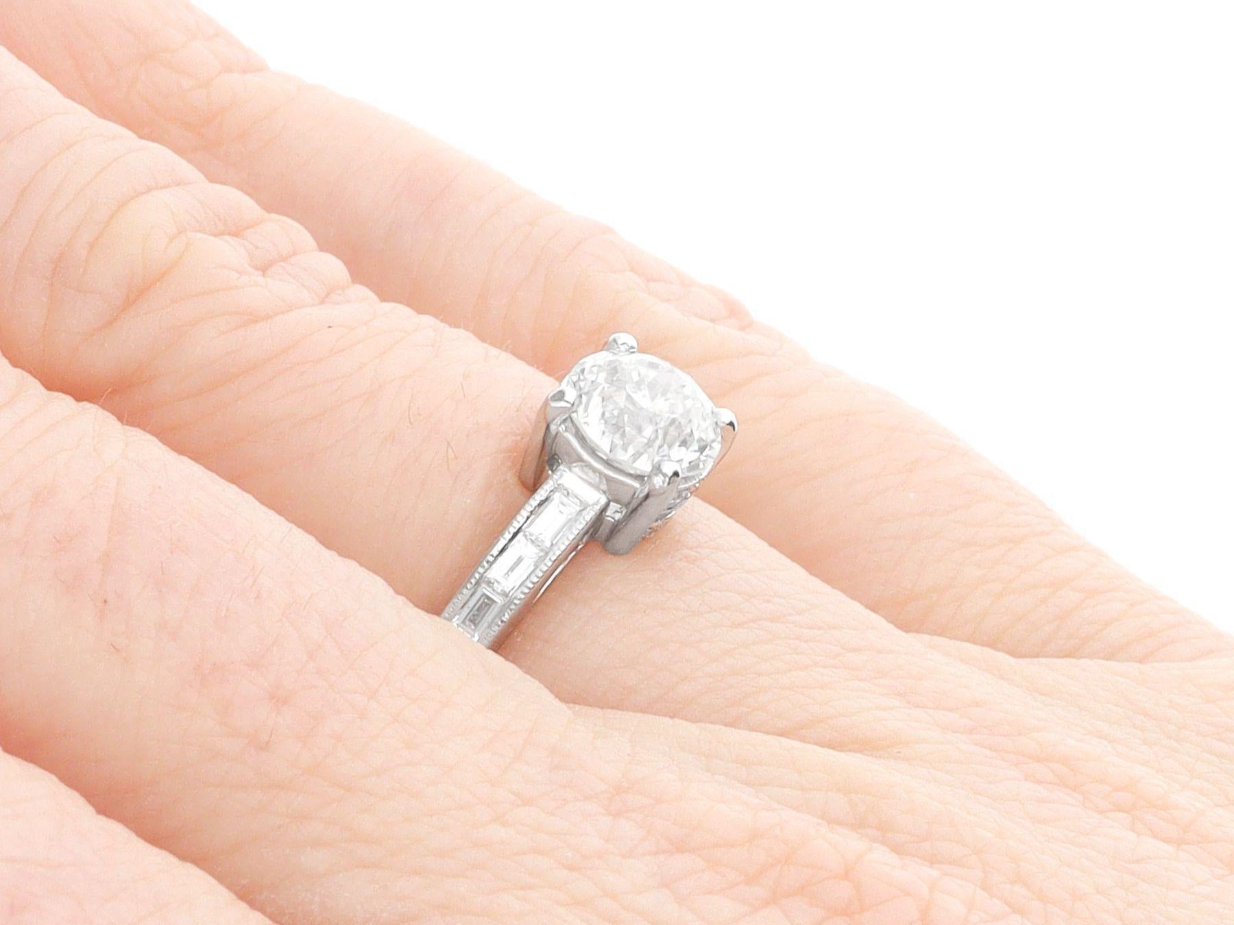 1.78 Carat Diamond and Platinum Solitaire Engagement Ring For Sale 3