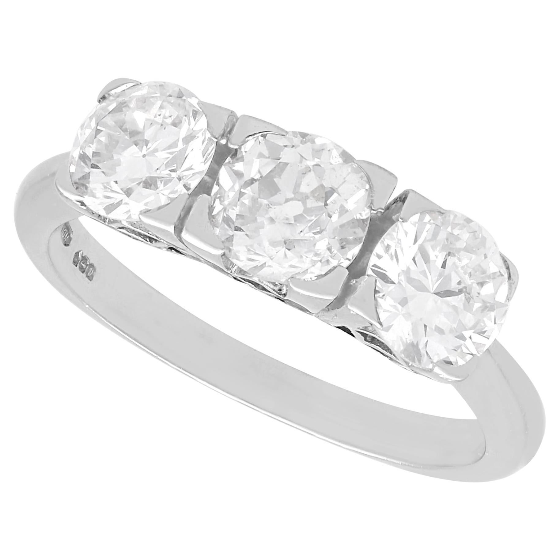 Antique and Contemporary 2.32 Carat Diamond and Platinum Trilogy Ring