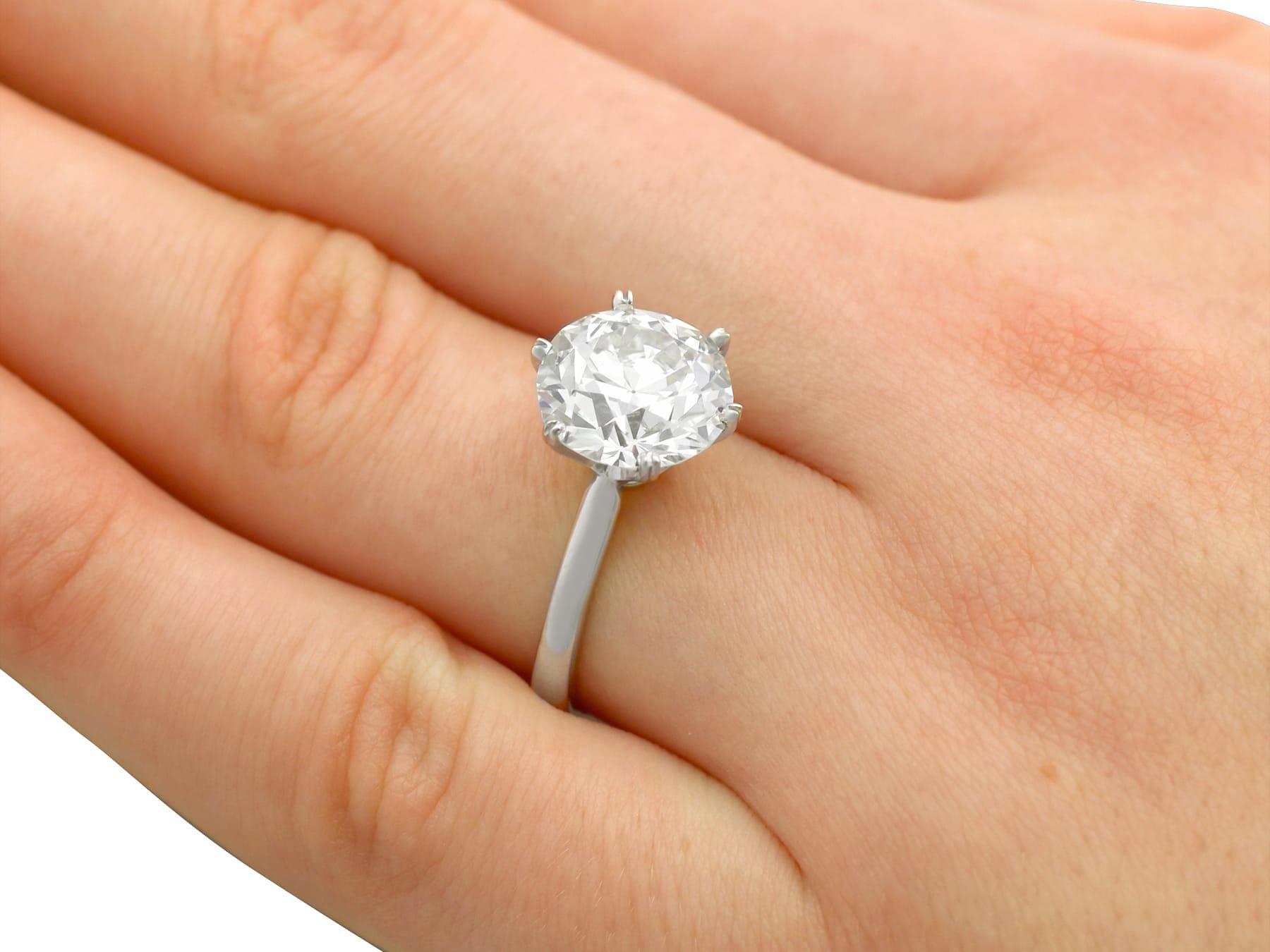 4.89 Carat Diamond and Platinum Solitaire Engagement Ring For Sale 2