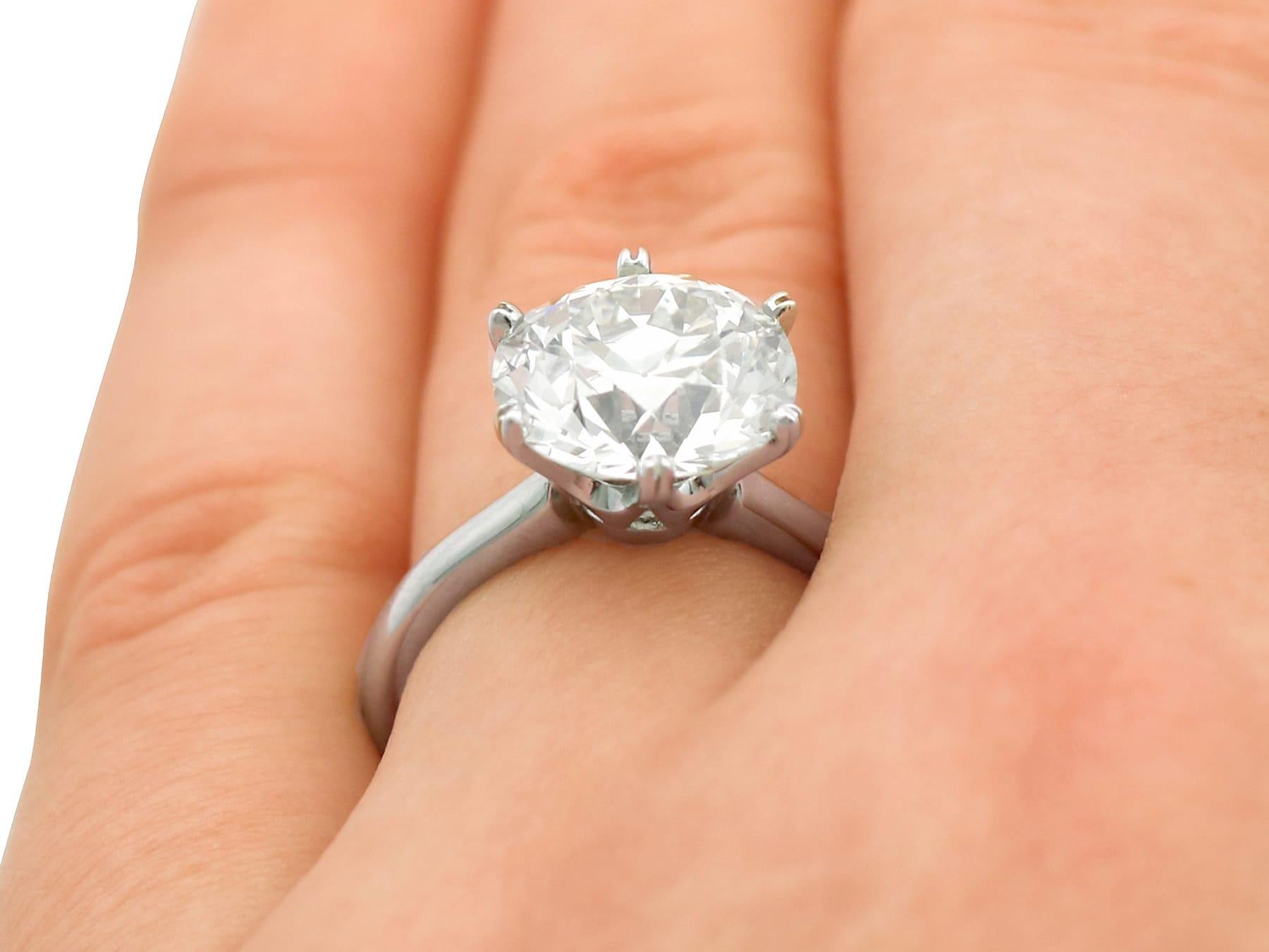 4.89 Carat Diamond and Platinum Solitaire Engagement Ring For Sale 3