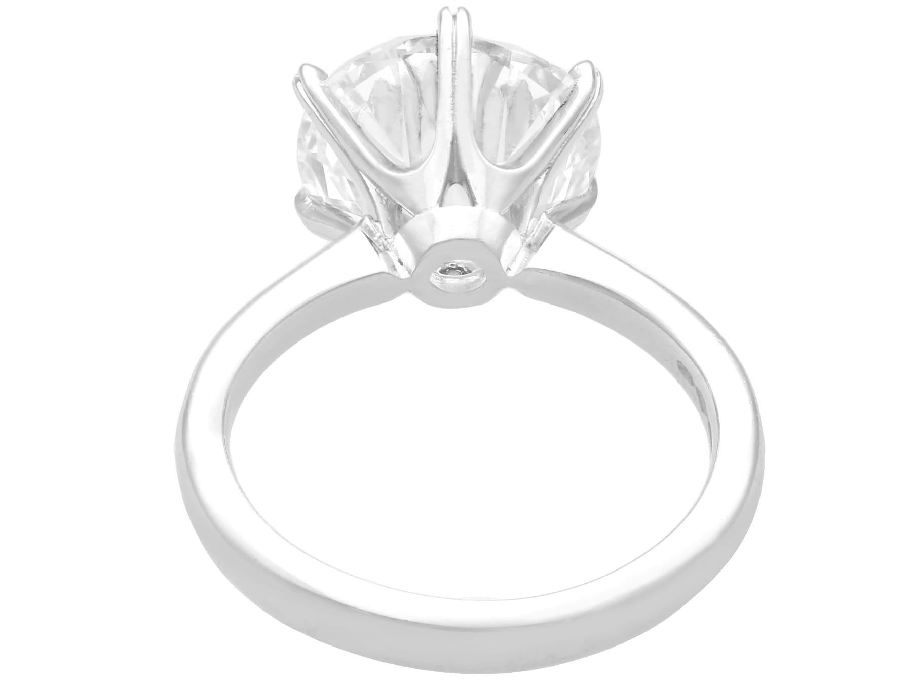 Contemporary 4.89 Carat Diamond and Platinum Solitaire Engagement Ring For Sale