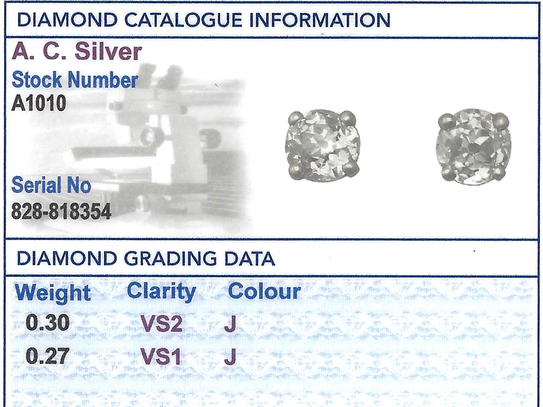 Antique and Contemporary Diamond and Platinum Stud Earrings 1
