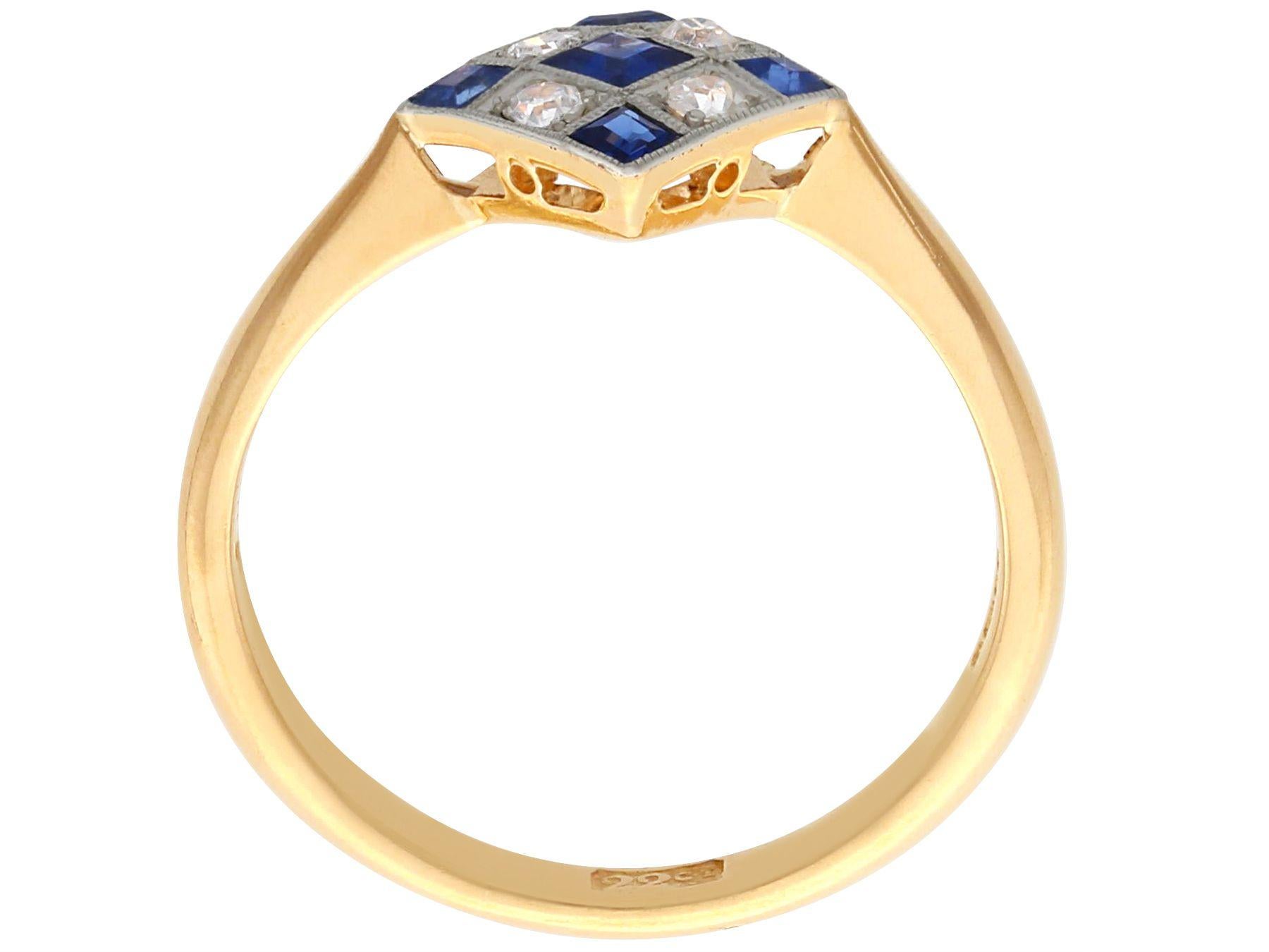 Women's or Men's Sapphire and Diamond Yellow Gold Cocktail Ring For Sale