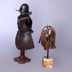 Antique and Early English Iron Battle Armour with 17th C. Title Plaque