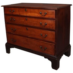 Antique and Early English Walnut and Bronze Chippendale Four-Drawer Chest