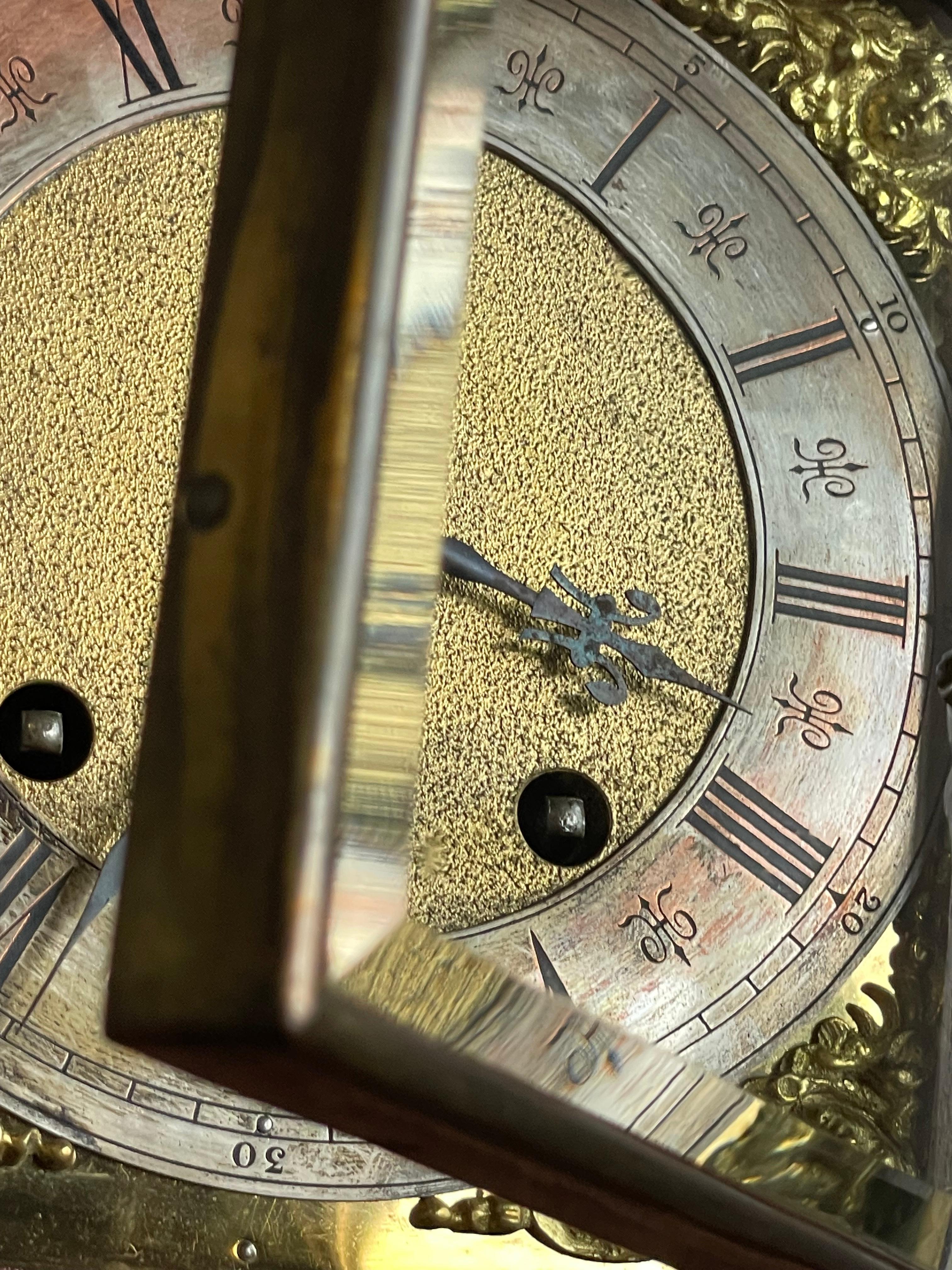 Antique and Good Size Gothic Revival Oak & Bronze 1893 Table Clock by Lenzkirch 10