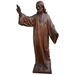 Antike und handgeschnitzte Skulptur unseres Herrn & Lehrer Jesus von Bruno Gerrits
