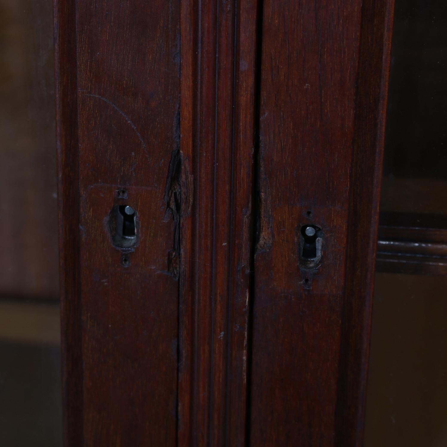 Hand-Carved Antique and Large Eastlake Carved Walnut and Burl 3-Door Executive Bookcase