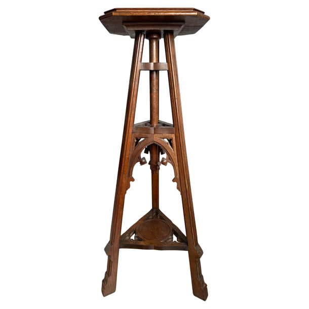Antique Carved Oak Church, Gothic Revival Studio Easel Display Stand or ...