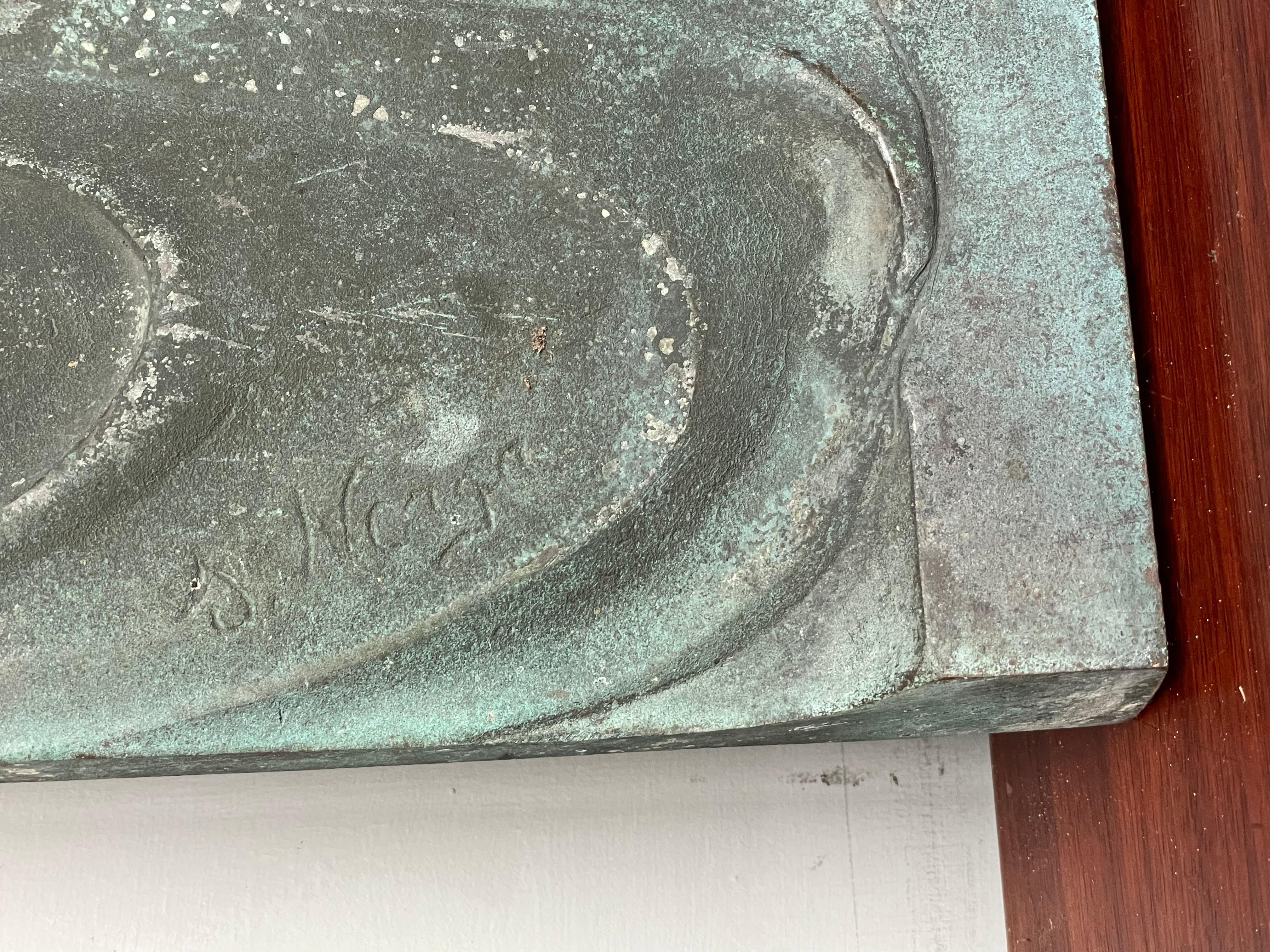 Antique and Large, Thick Bronze Art Deco Wall Plaque, The Piëta by Sylvain Norga 5
