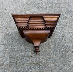 Antique and Quality Hand Carved Solid Oak Neo-Renaissance Wall Bracket or Shelf