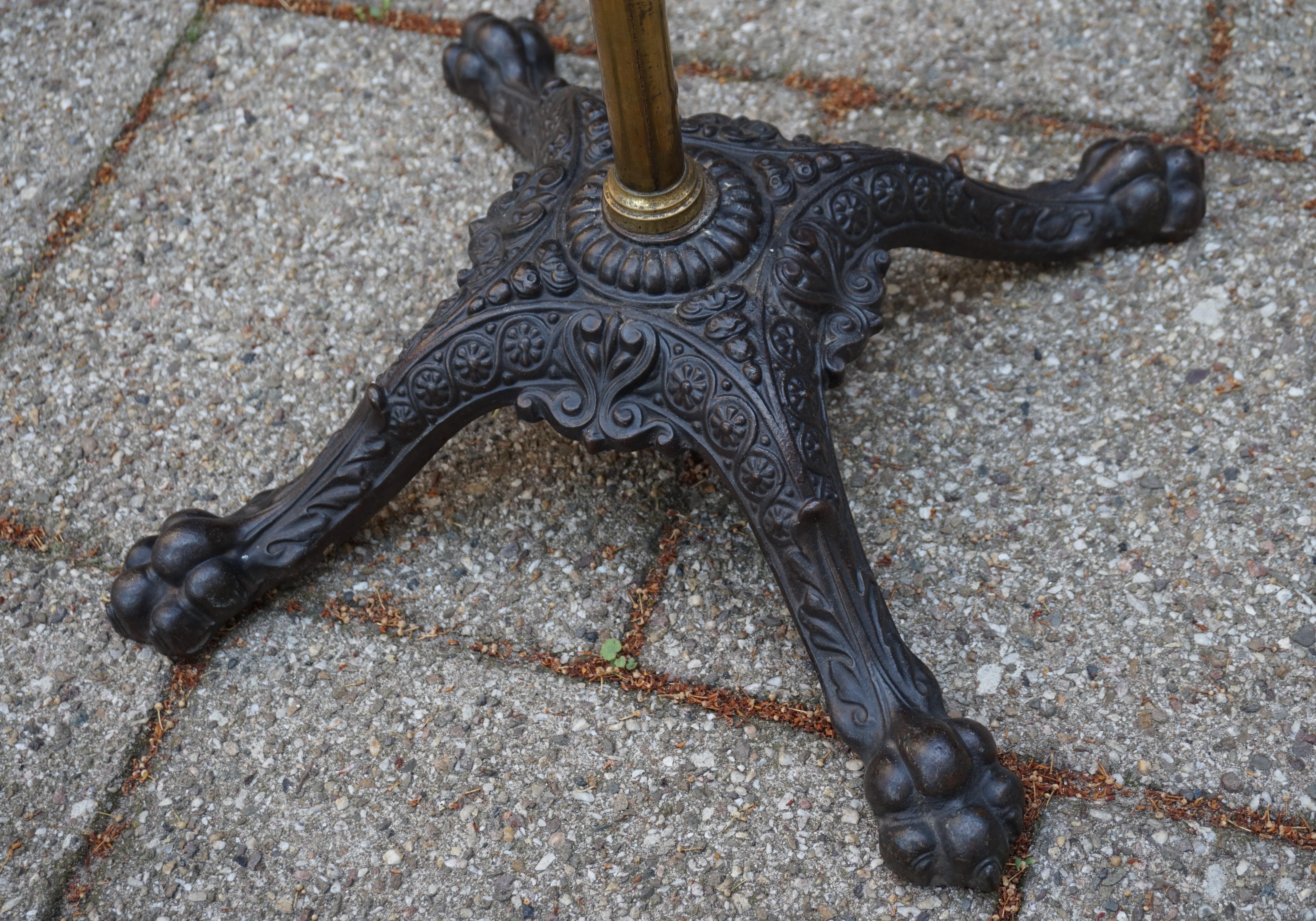 Antique and Rare Cast Iron, Brass & Oak, Fully Adjustable Victorian Music Stand 10