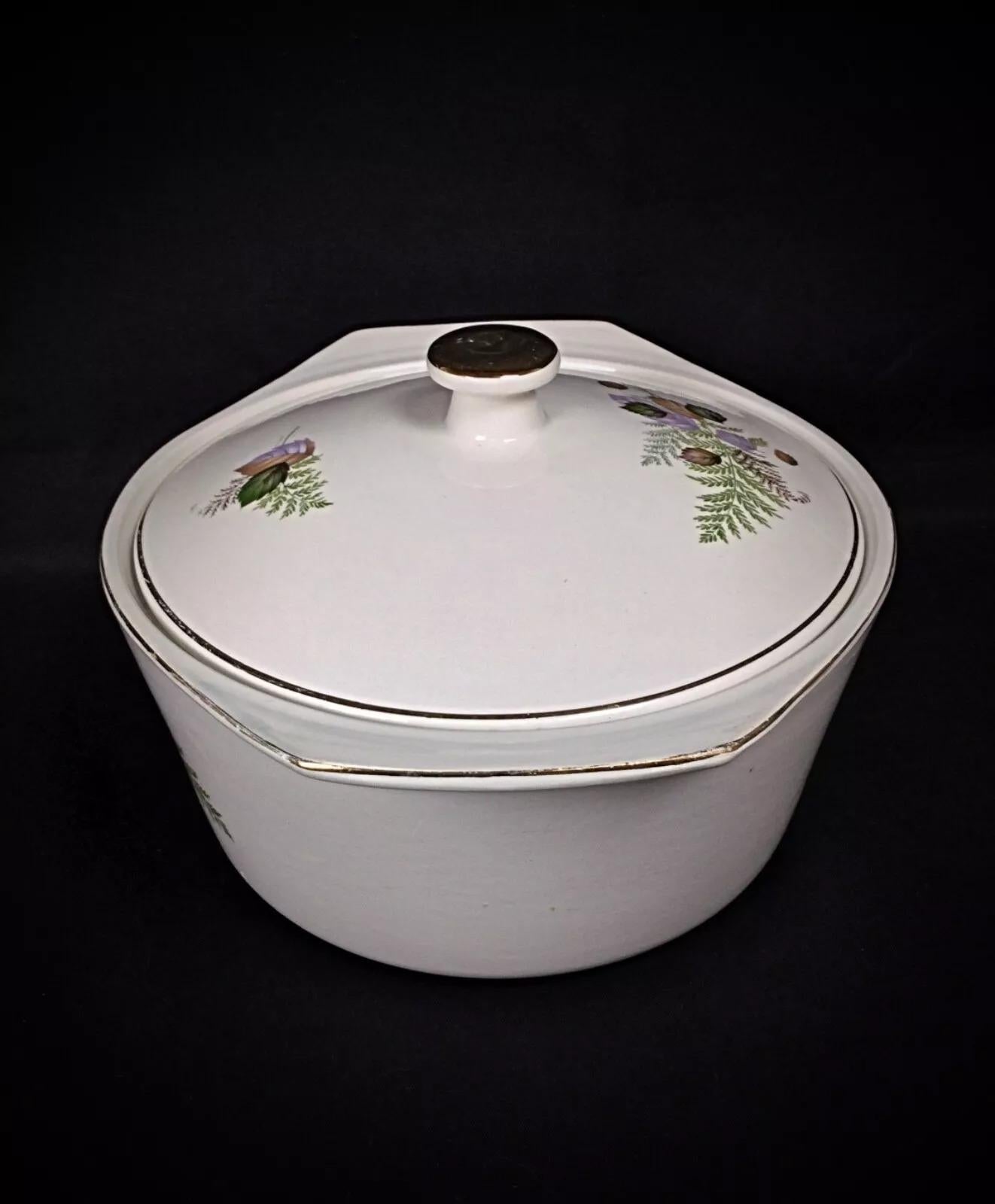 Soupière ancienne et rare en faïence florale de Digoin Sarreguemines Thai - 2Y249 Bon état - En vente à Bordeaux, FR