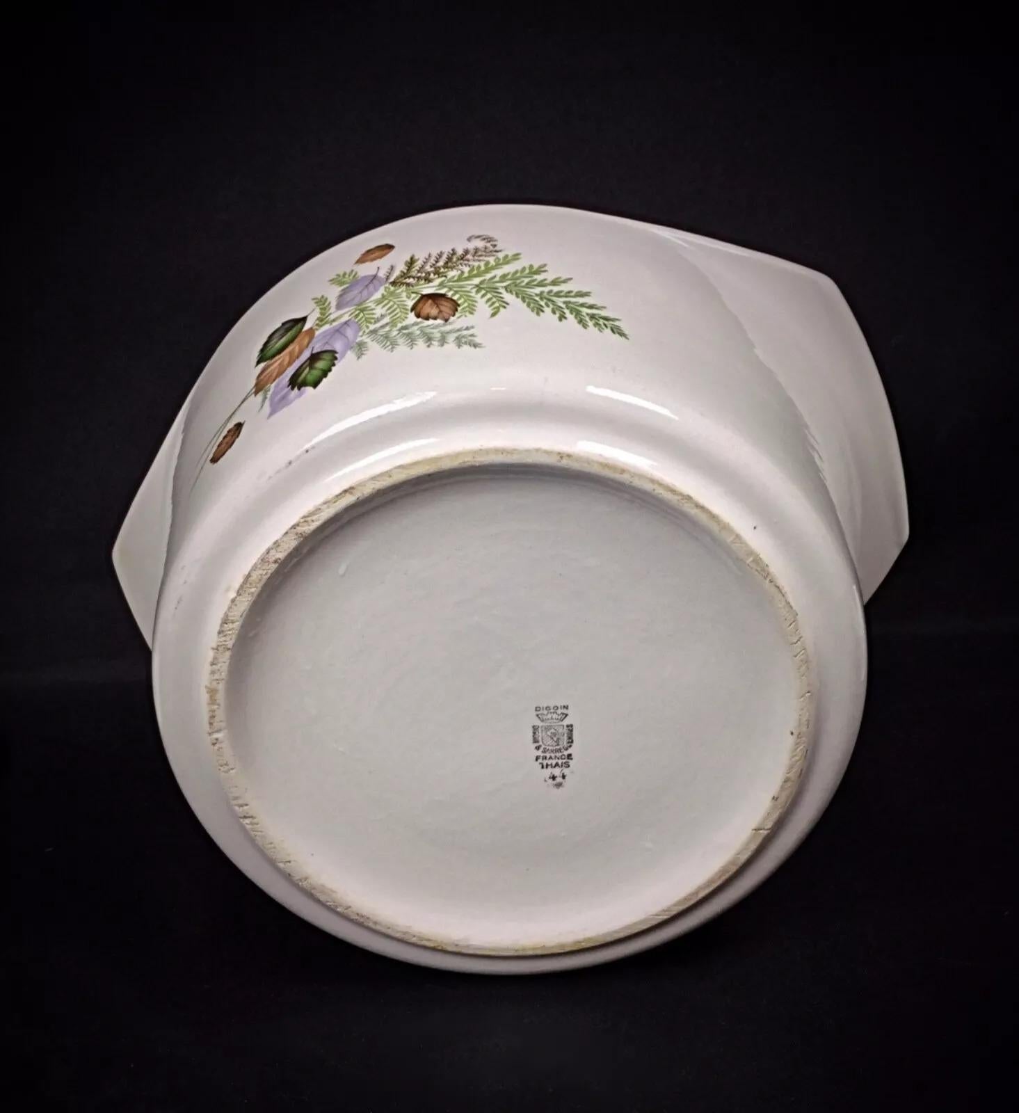 Faïence Soupière ancienne et rare en faïence florale de Digoin Sarreguemines Thai - 2Y249 en vente