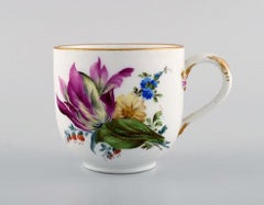 Antique and Rare Meissen Chocolate Cup with Saucer in Hand Painted Porcelain
