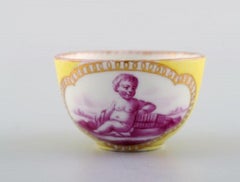 Antique and Rare Meissen Coffee Cup with Saucer in Hand Painted Porcelain
