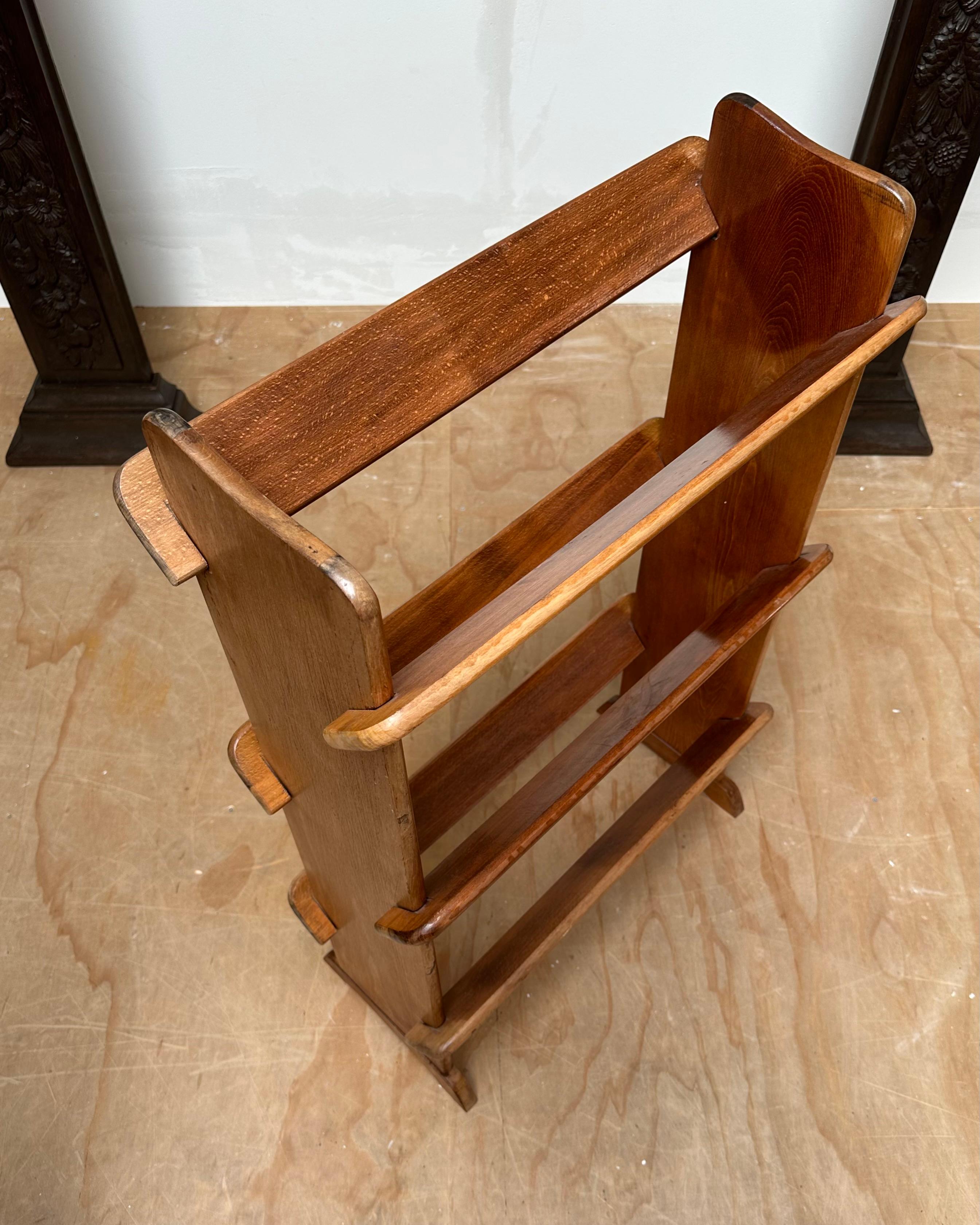 Antique and Rare Solid Beech Wood Three Tier Small Bookcase a.k.a. A Book Trough For Sale 5