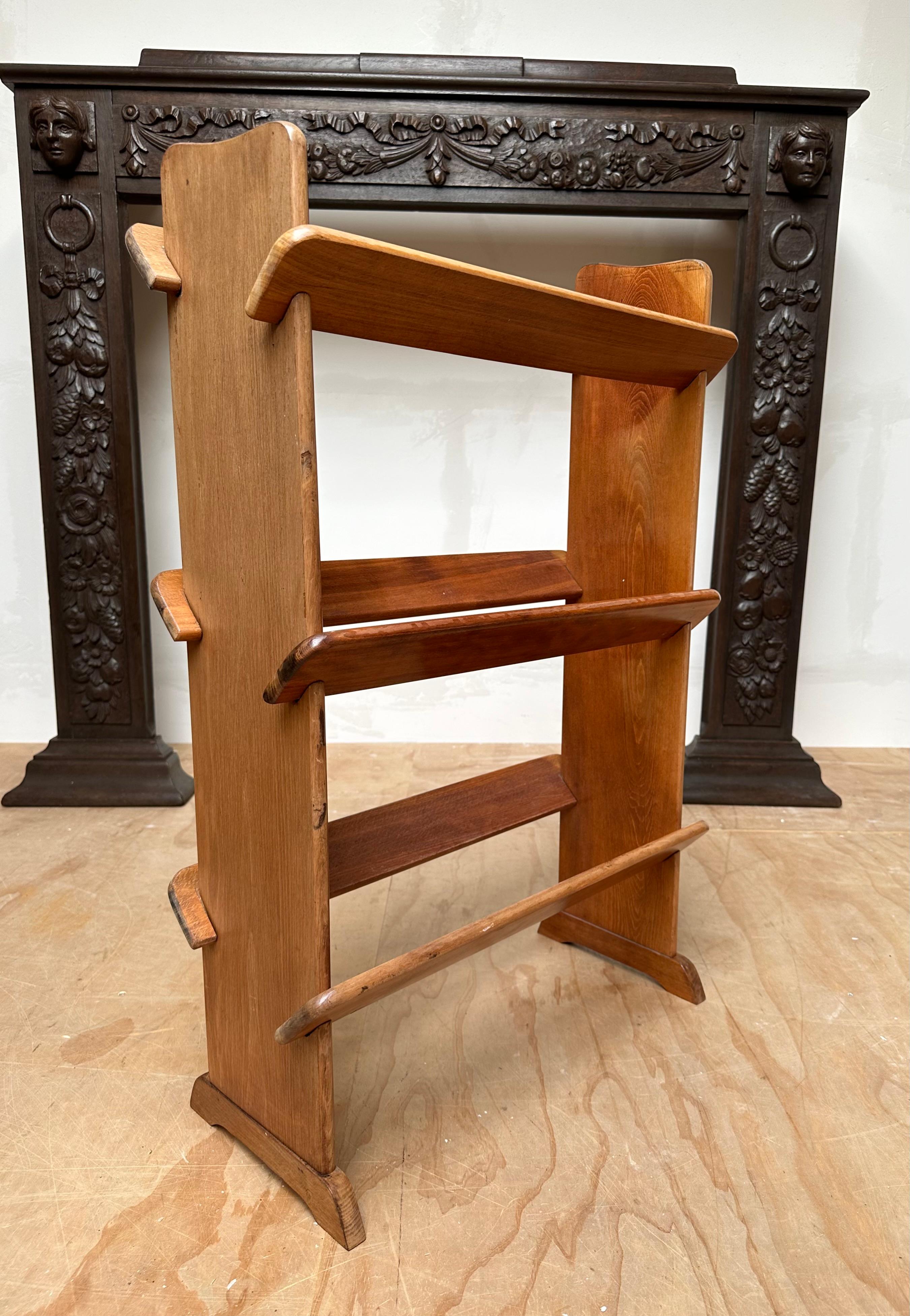 Antique and Rare Solid Beech Wood Three Tier Small Bookcase a.k.a. A Book Trough For Sale 6