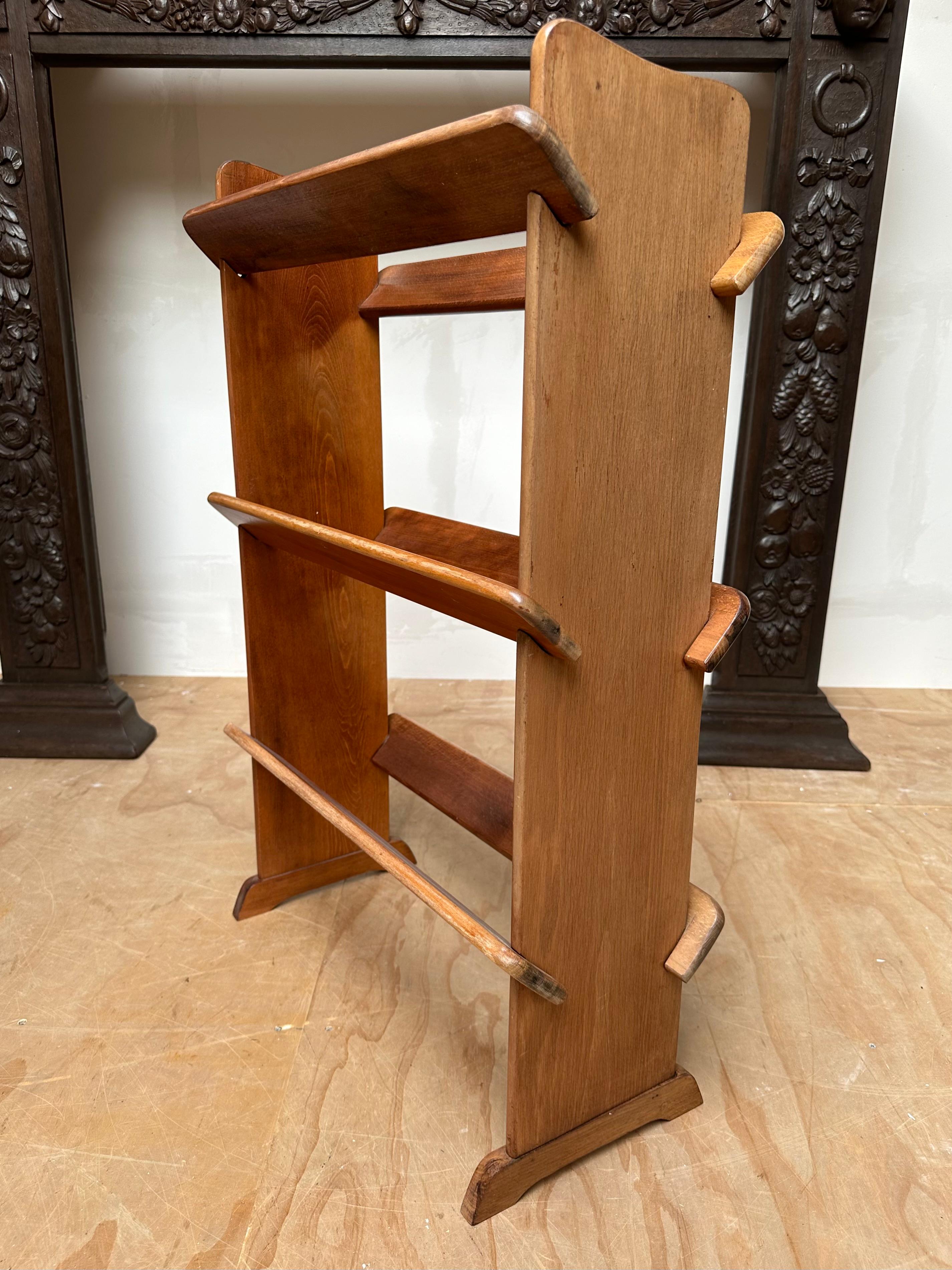 Hand-Crafted Antique and Rare Solid Beech Wood Three Tier Small Bookcase a.k.a. A Book Trough For Sale