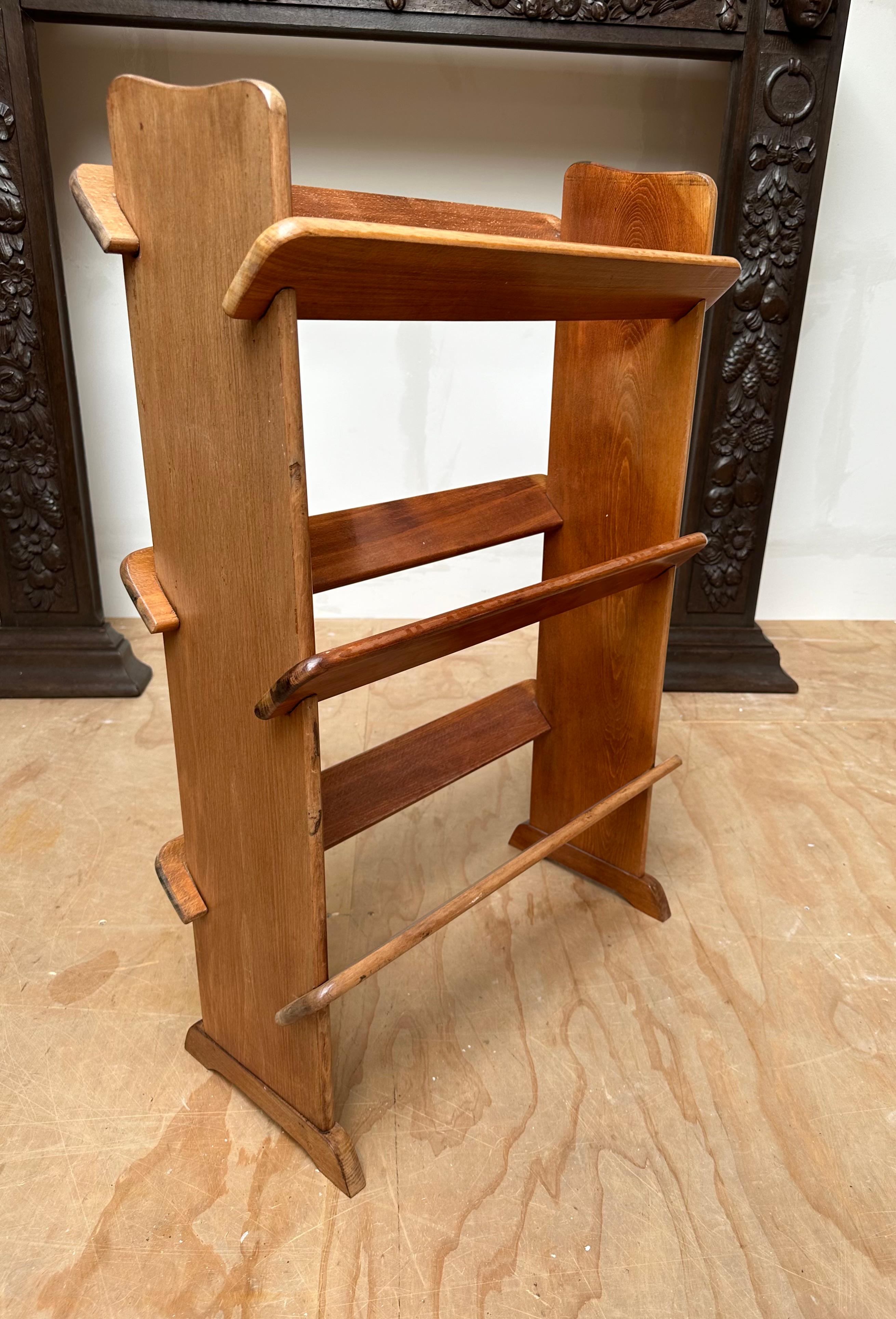 Antique and Rare Solid Beech Wood Three Tier Small Bookcase a.k.a. A Book Trough In Good Condition For Sale In Lisse, NL