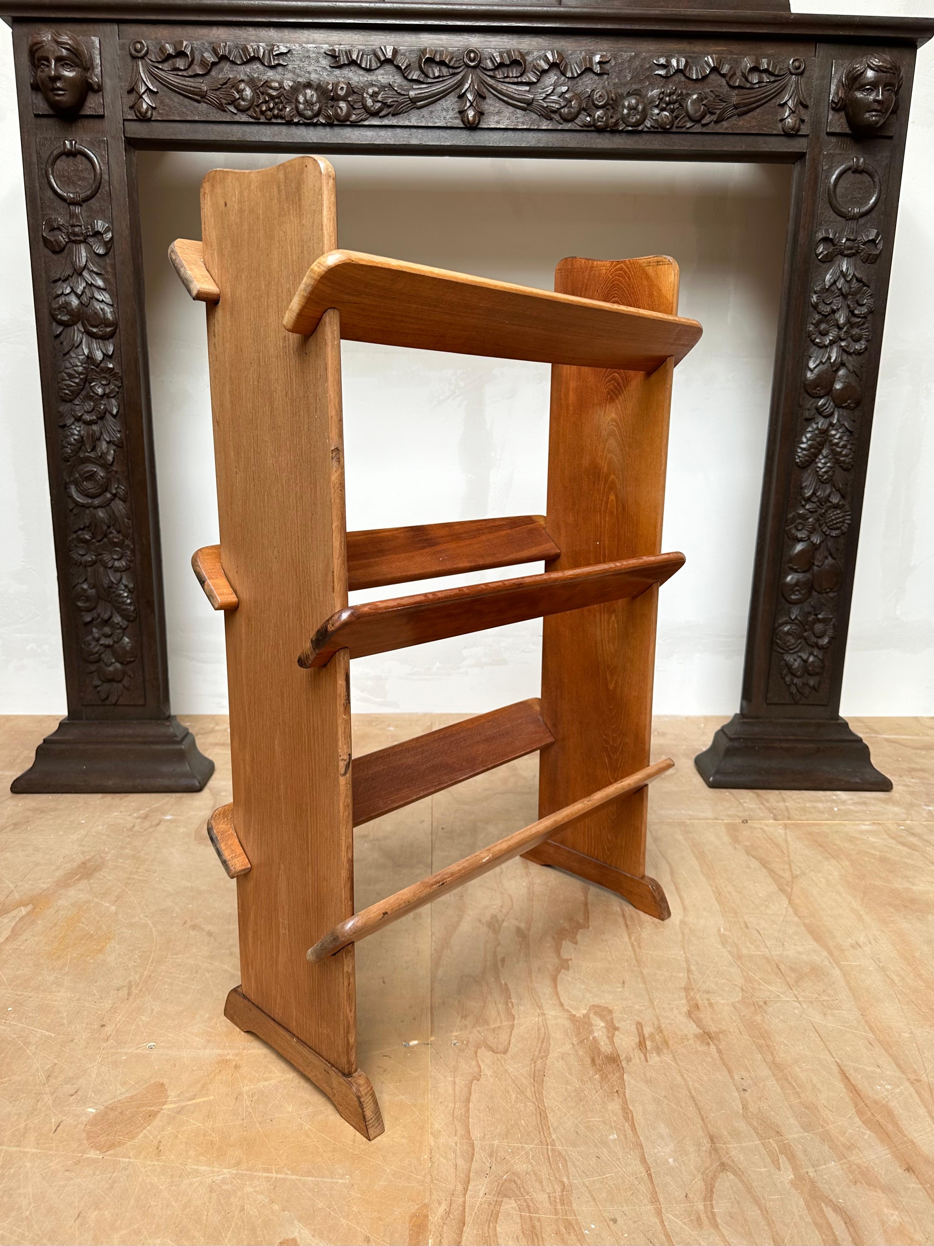 Antique and Rare Solid Beech Wood Three Tier Small Bookcase a.k.a. A Book Trough For Sale 2