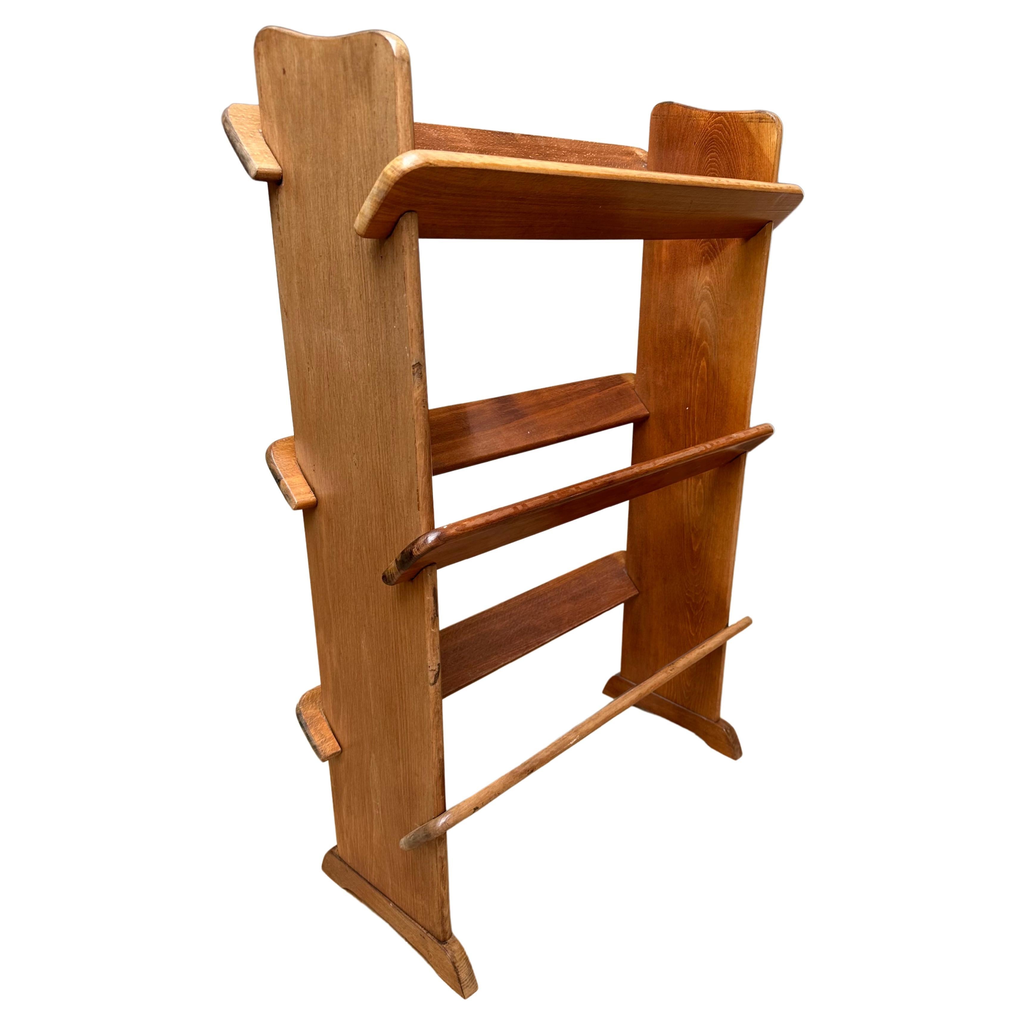 Antique and Rare Solid Beech Wood Three Tier Small Bookcase a.k.a. A Book Trough For Sale