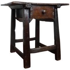 Antique and Rustic Early 1700s Wooden Spanish Countryside Pay Table with Drawer