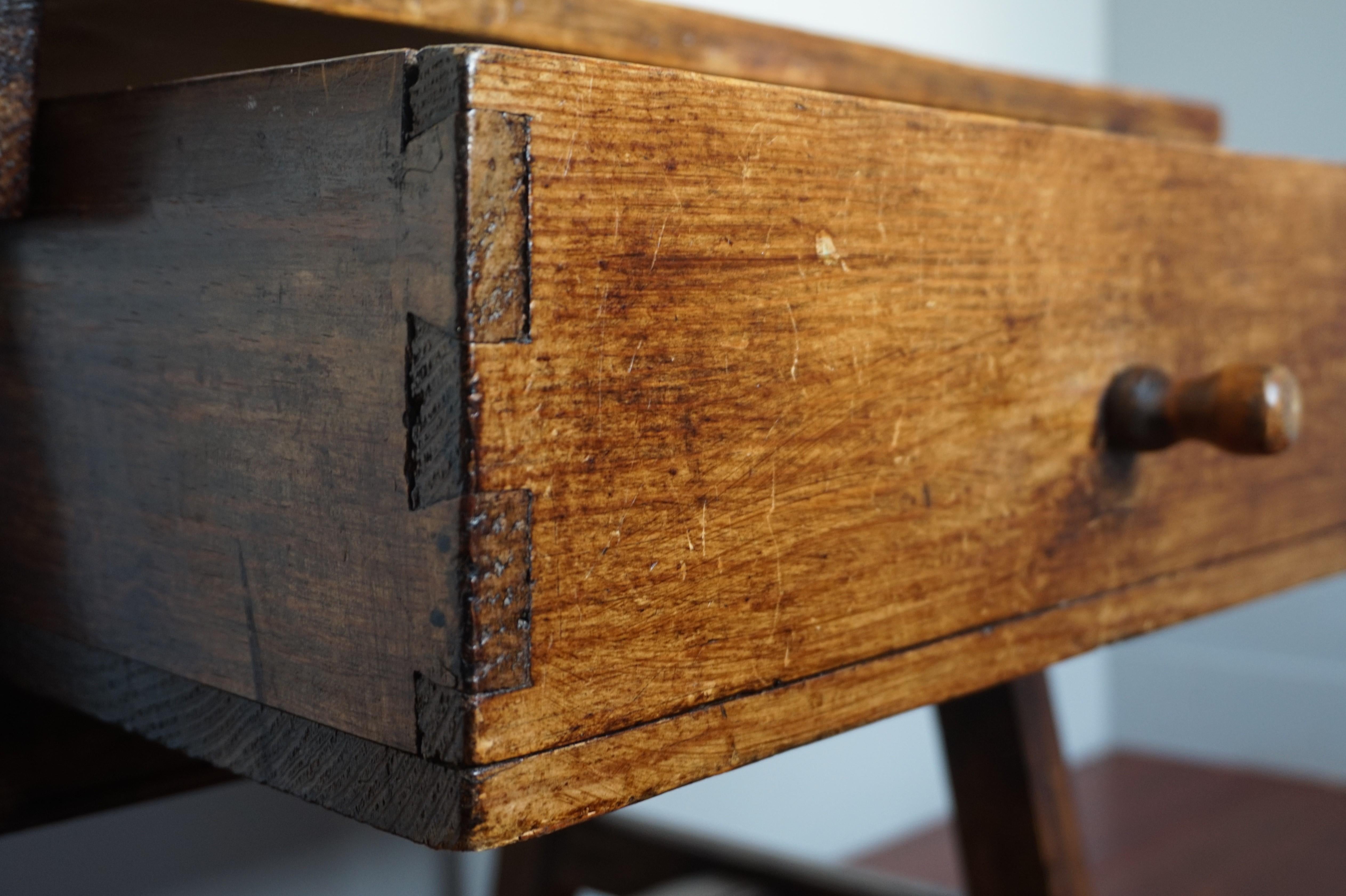 Antique and Rustic Early 1800s Wooden Spanish Countryside Pay Table with Drawer 4