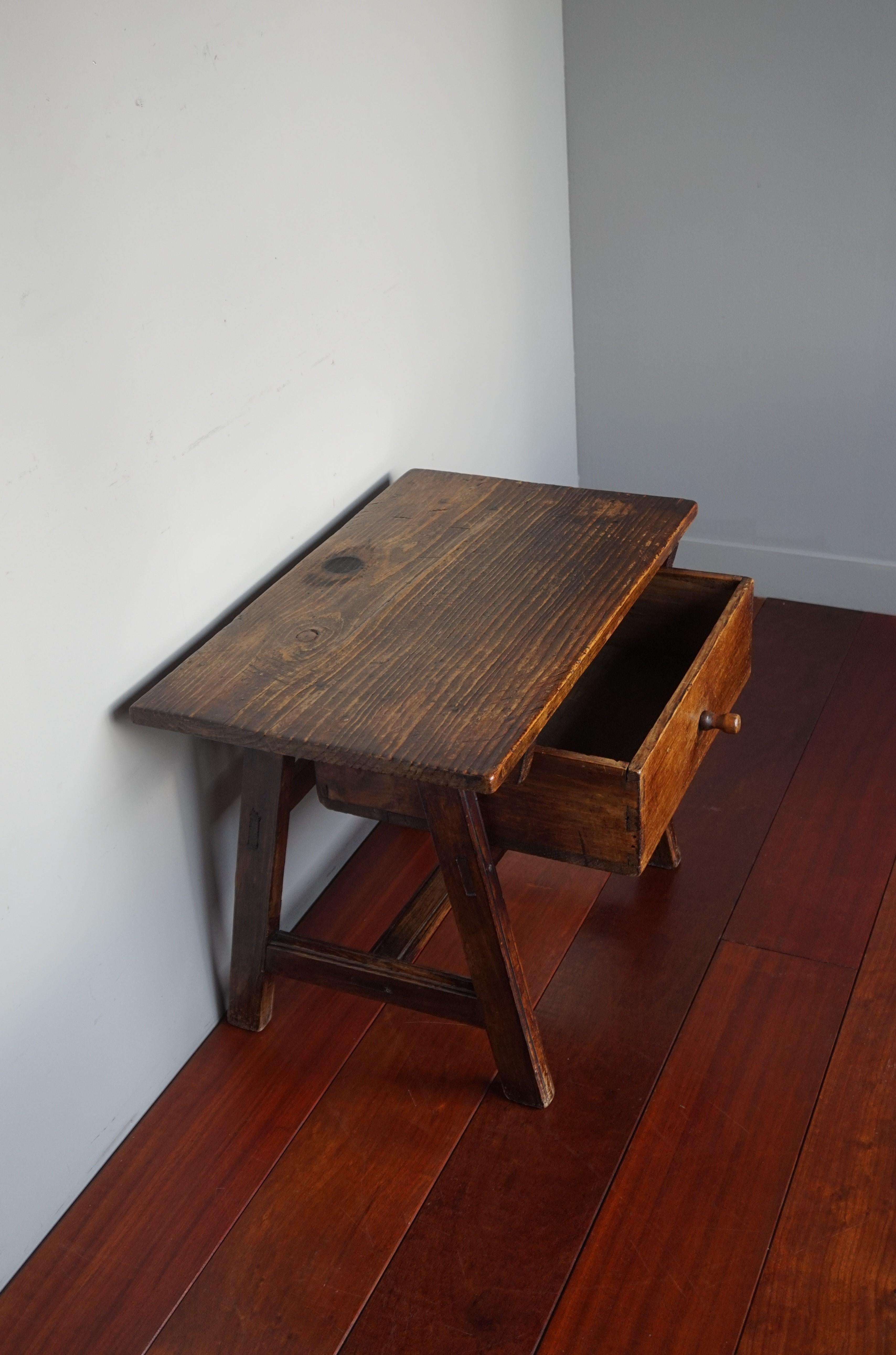 Antique and Rustic Early 1800s Wooden Spanish Countryside Pay Table with Drawer 3