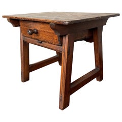 Antique and Rustic Early 1800s Wooden Spanish Countryside Pay Table with Drawer