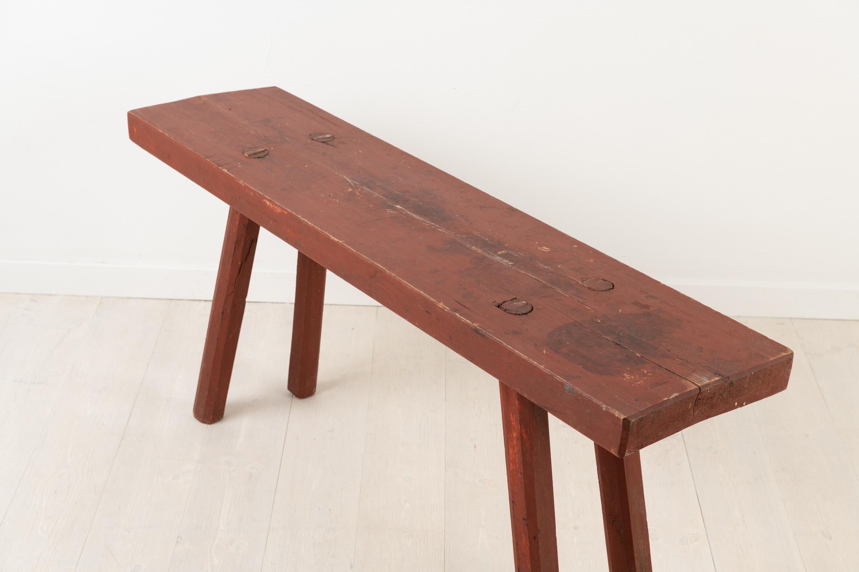 Pine Antique and Rustic Folk Art Bench from Sweden For Sale