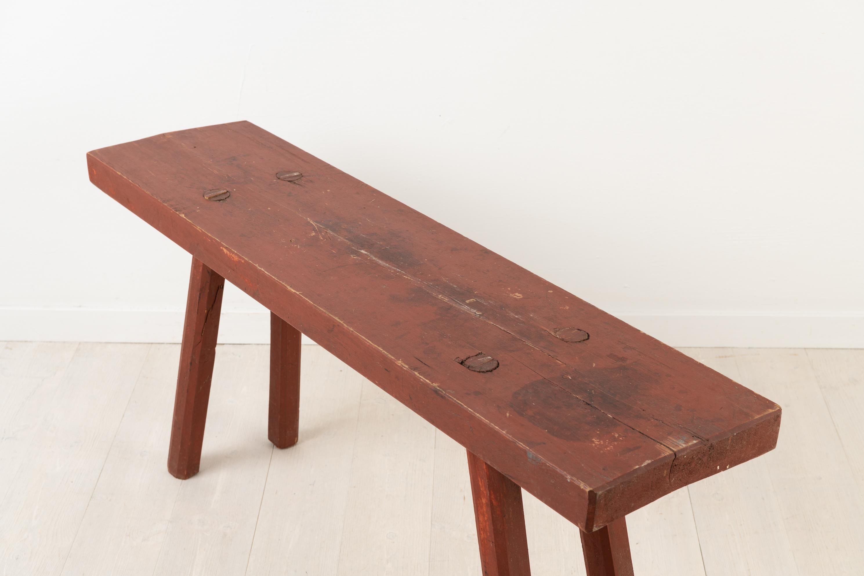 Antique and Rustic Folk Art Bench from Sweden For Sale 1