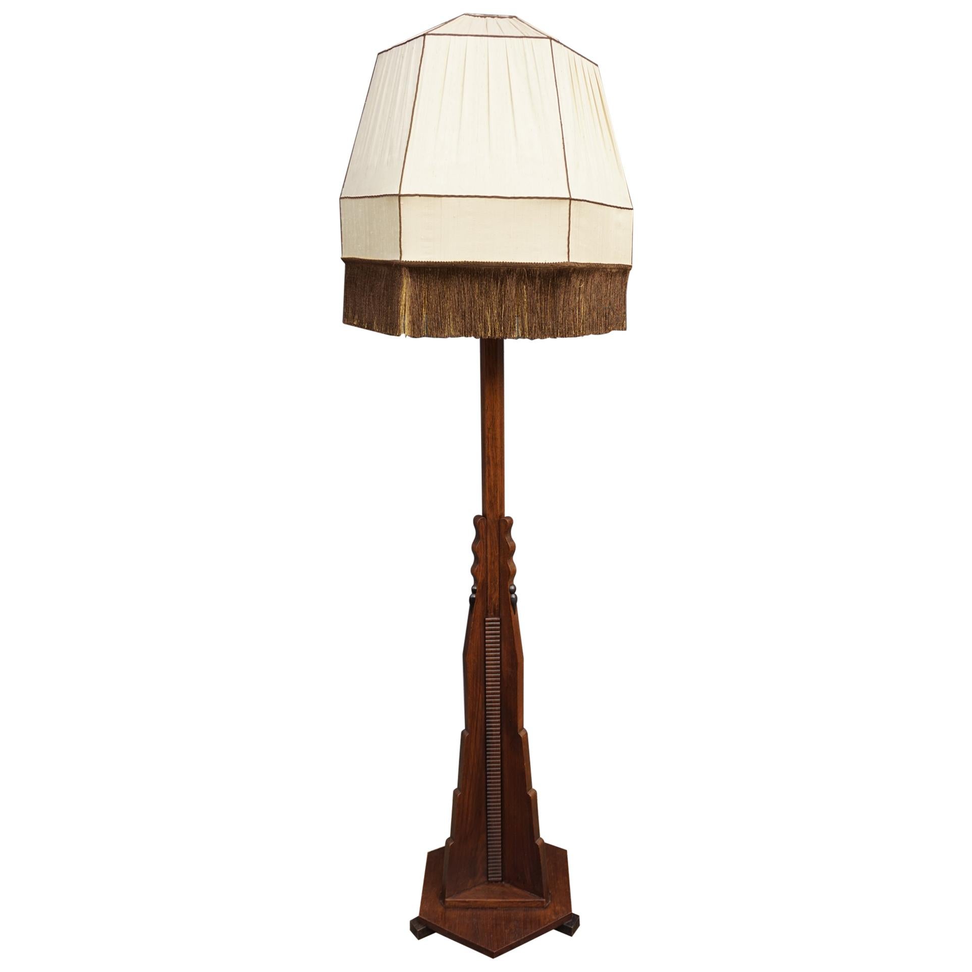 Oak Floor Lamp with Table by Brandt Ranch at 1stDibs