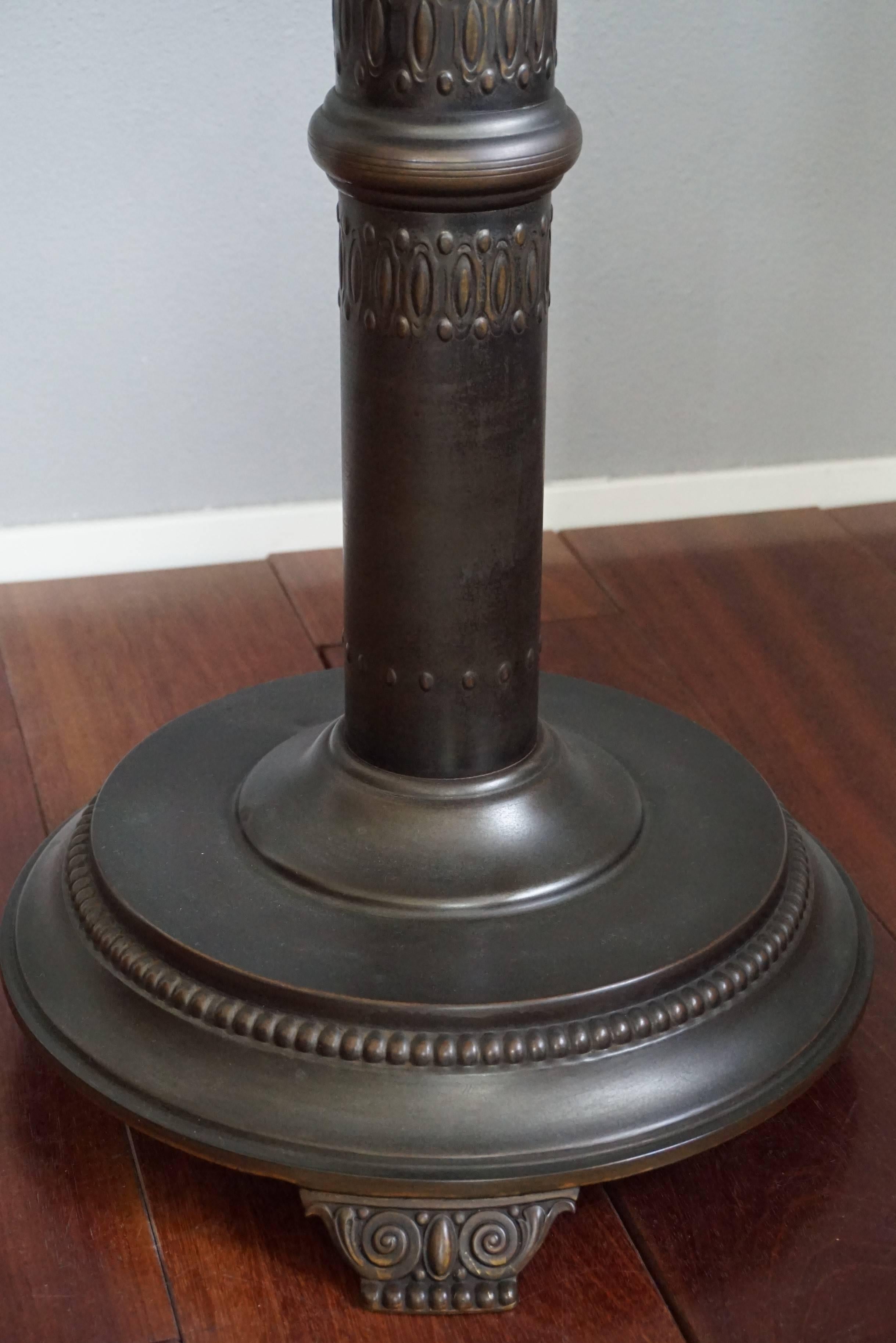 Hand-Crafted Antique and Unique Arts & Crafts Embossed Brass Table with Stylized Owl Feet