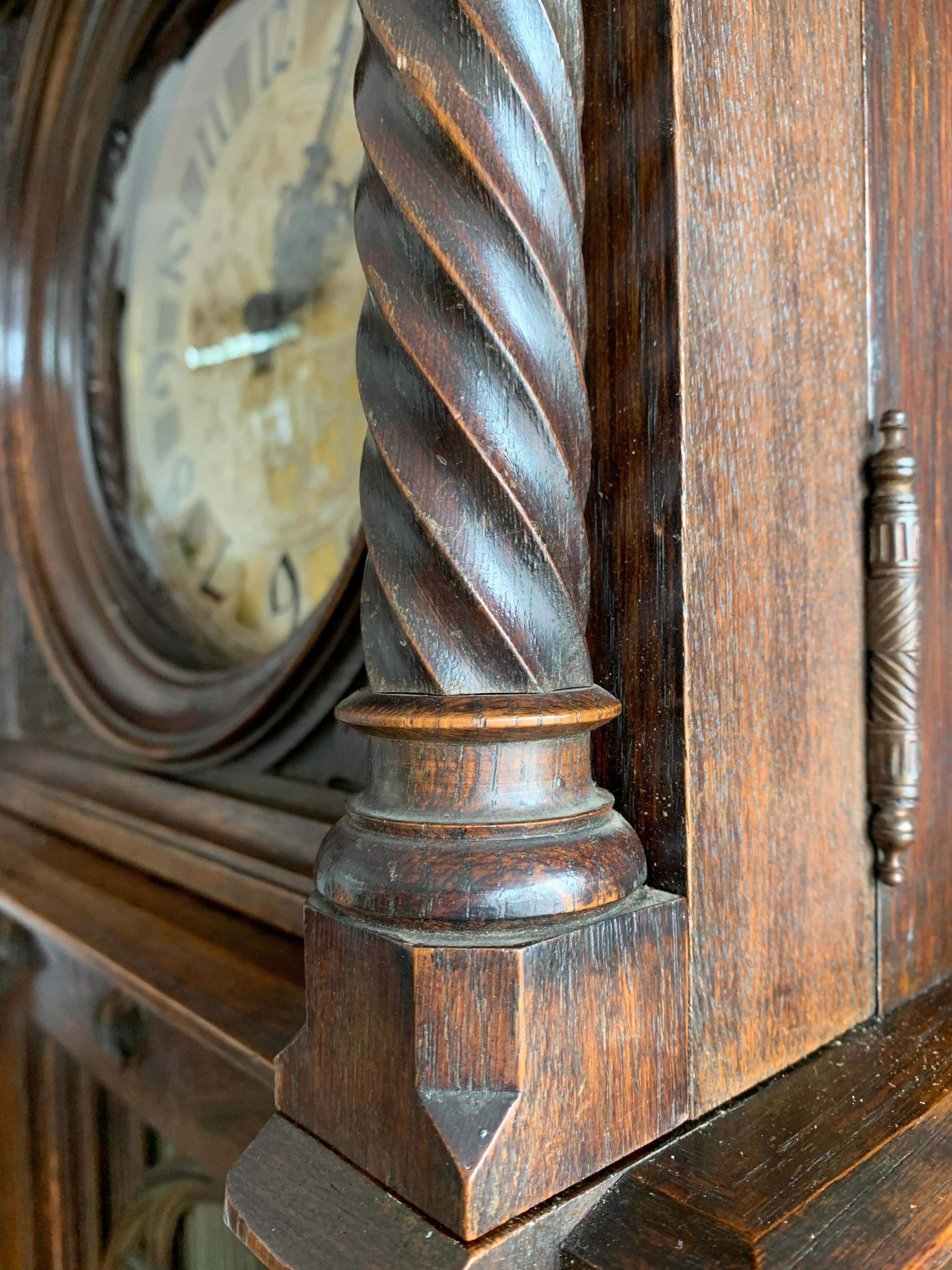 Antique and Unique, Hand Carved Gothic Revival Grandfather or Longcase Clock 4