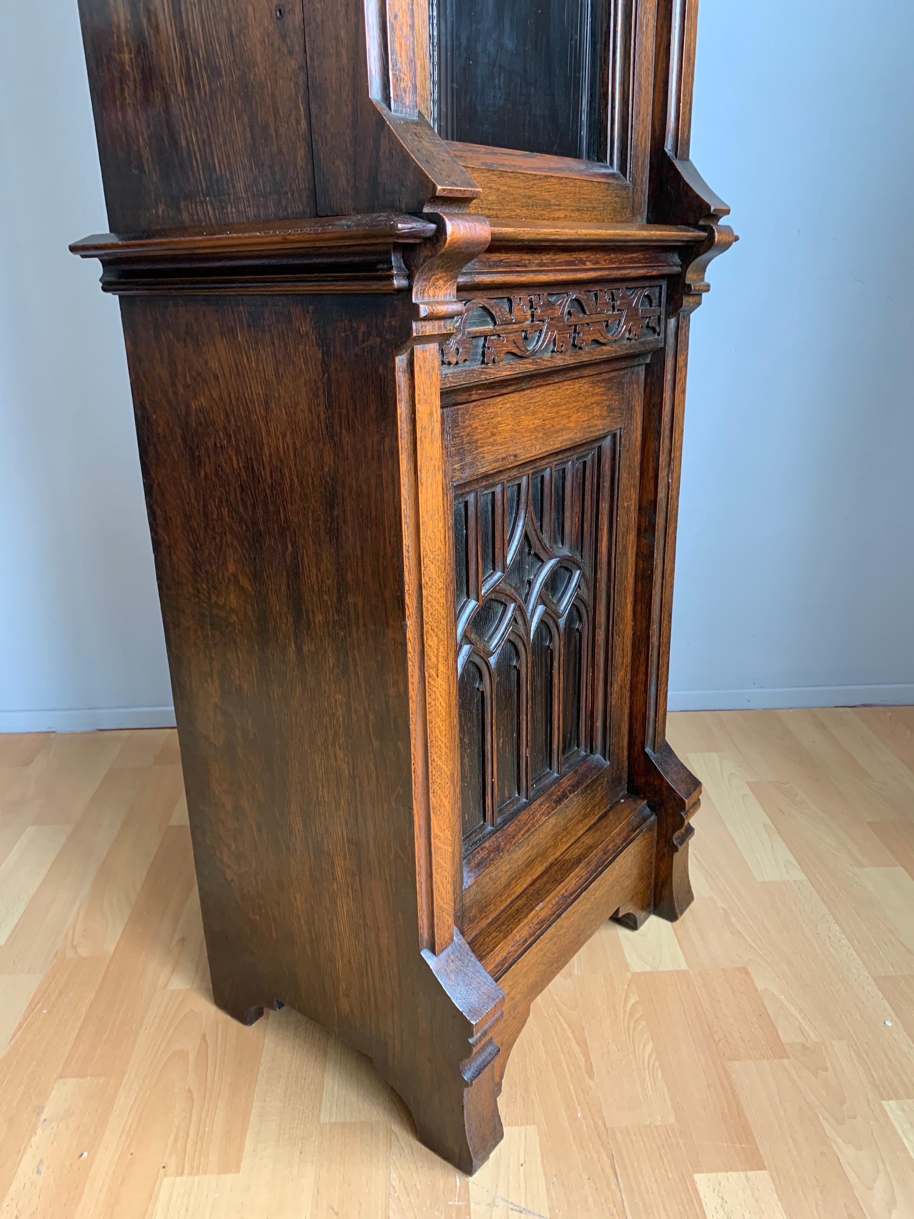 Antique and Unique, Hand Carved Gothic Revival Grandfather or Longcase Clock 7