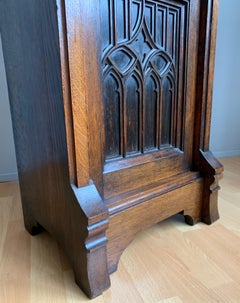 Antique and Unique, Hand Carved Gothic Revival Grandfather or Longcase Clock