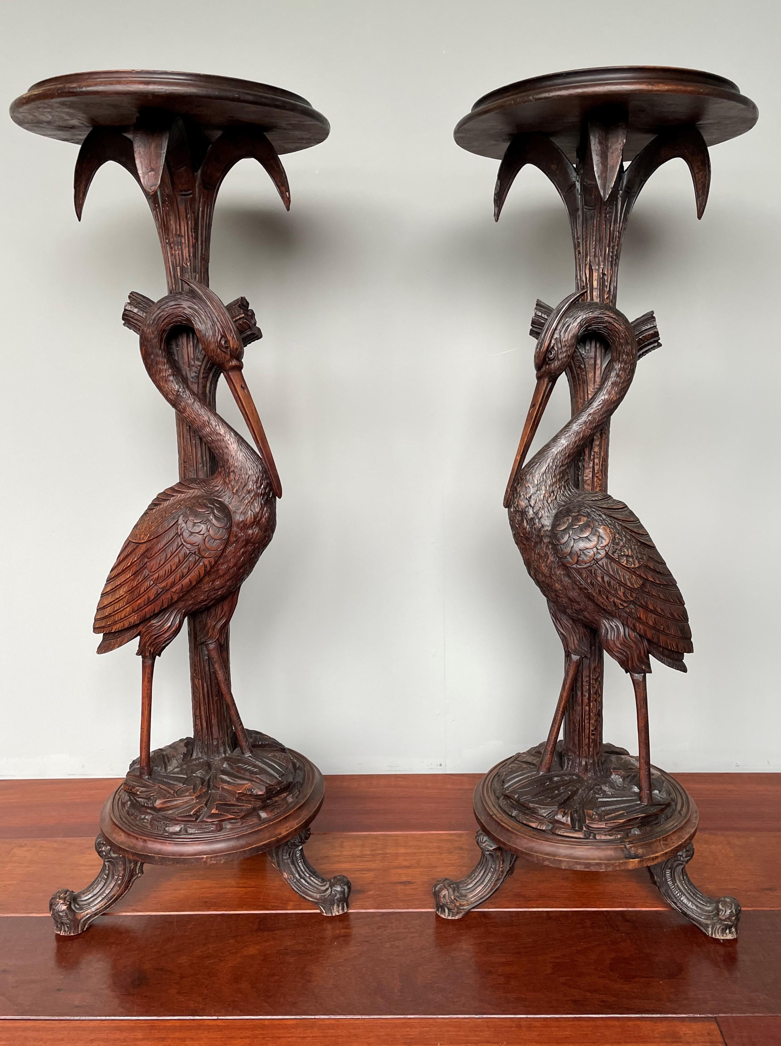 Rare, meaningful and highly decorative pair of pedestals from the 1800s.

One of the reasons why we almost always prefer antiques over modern day pieces is that antiques very often also have a deeper meaning. One that teaches us, or helps us not to