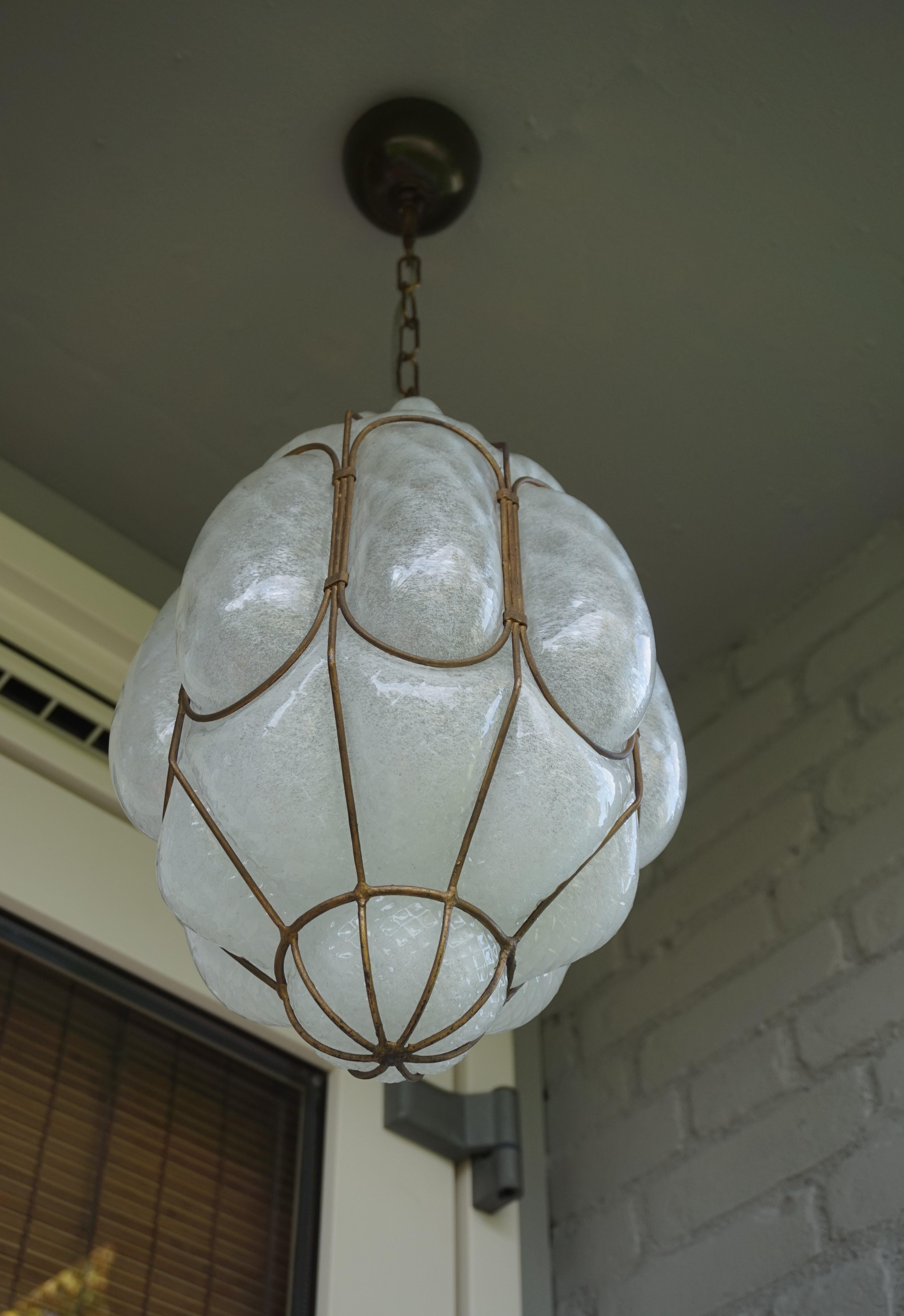 Antique and Unique Mouthblown Venetian Murano Art Glass Pendant / Ceiling Light In Good Condition In Lisse, NL