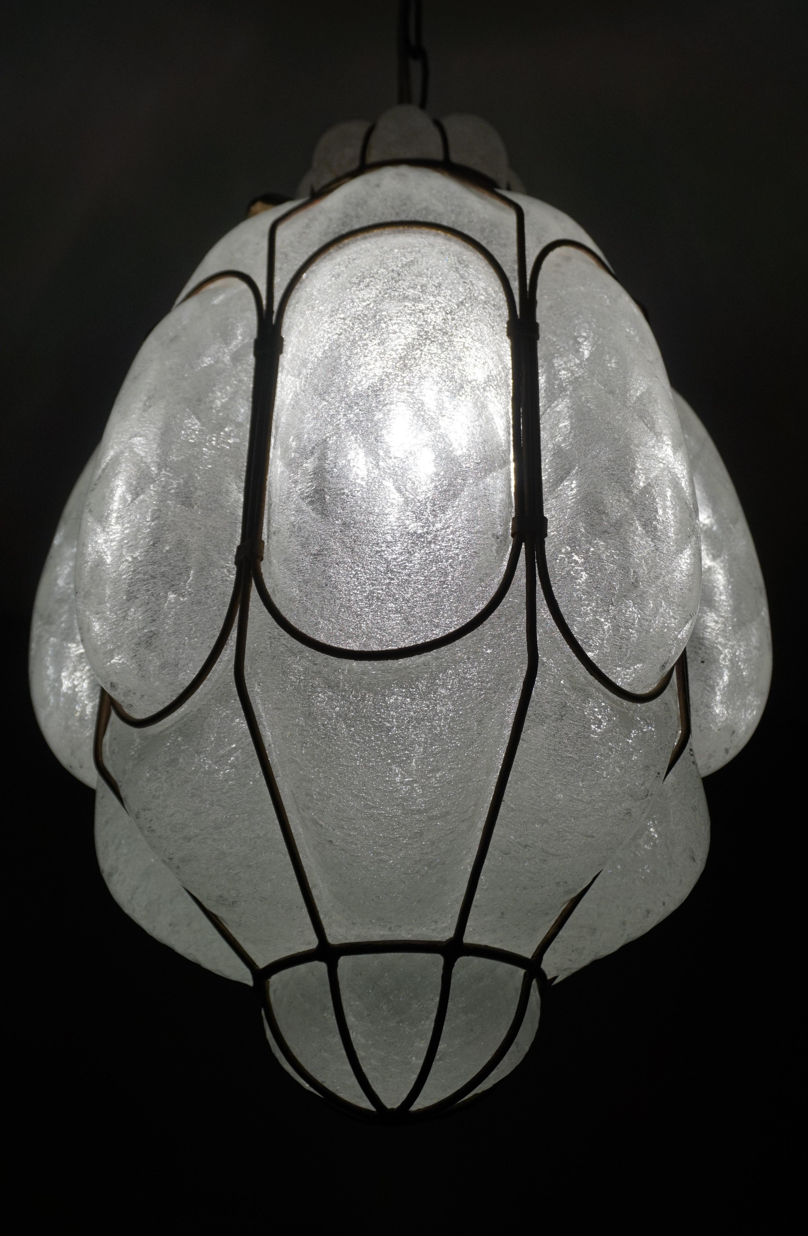 20th Century Antique and Unique Mouthblown Venetian Murano Art Glass Pendant / Ceiling Light