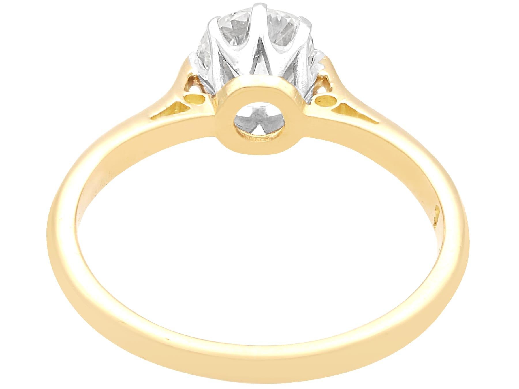 Antiker und Vintage 0,80 Karat Diamant 18k Gelbgold Solitär Verlobungsring mit Solitär im Zustand „Hervorragend“ im Angebot in Jesmond, Newcastle Upon Tyne