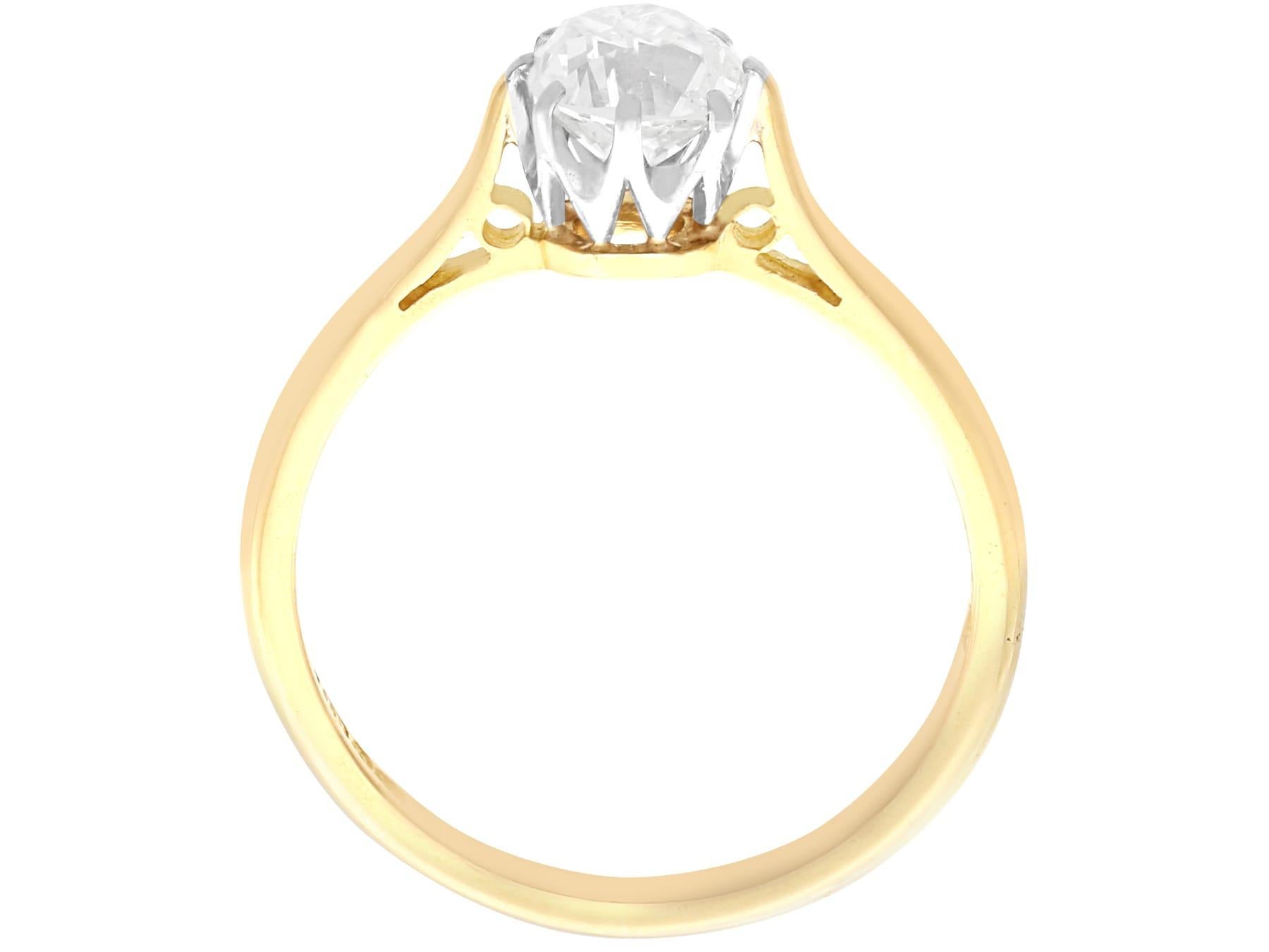Antiker und Vintage 0,80 Karat Diamant 18k Gelbgold Solitär Verlobungsring mit Solitär für Damen oder Herren im Angebot