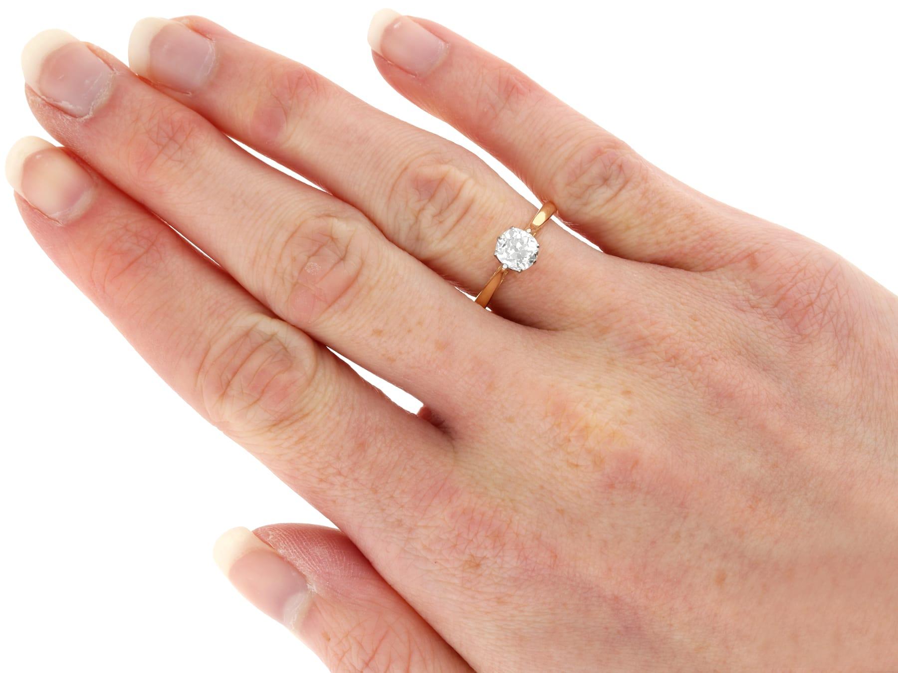 Antiker und Vintage 0,80 Karat Diamant 18k Gelbgold Solitär Verlobungsring mit Solitär im Angebot 2