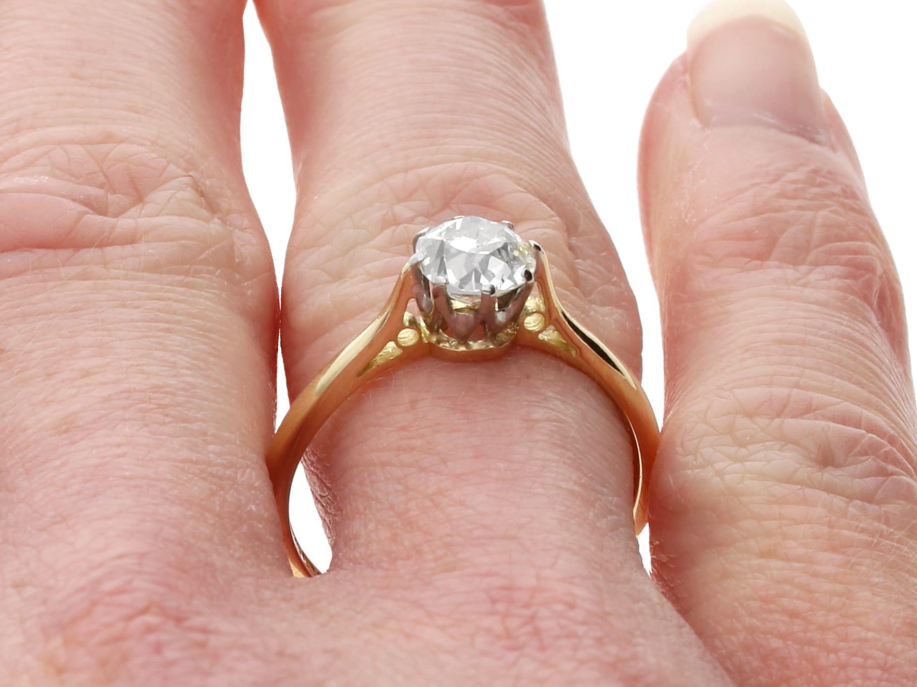 Antiker und Vintage 0,80 Karat Diamant 18k Gelbgold Solitär Verlobungsring mit Solitär im Angebot 4