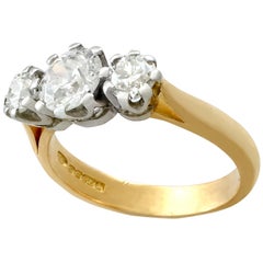 Antique and Vintage 1.32 Carat Diamond and Yellow Gold Trilogy Ring